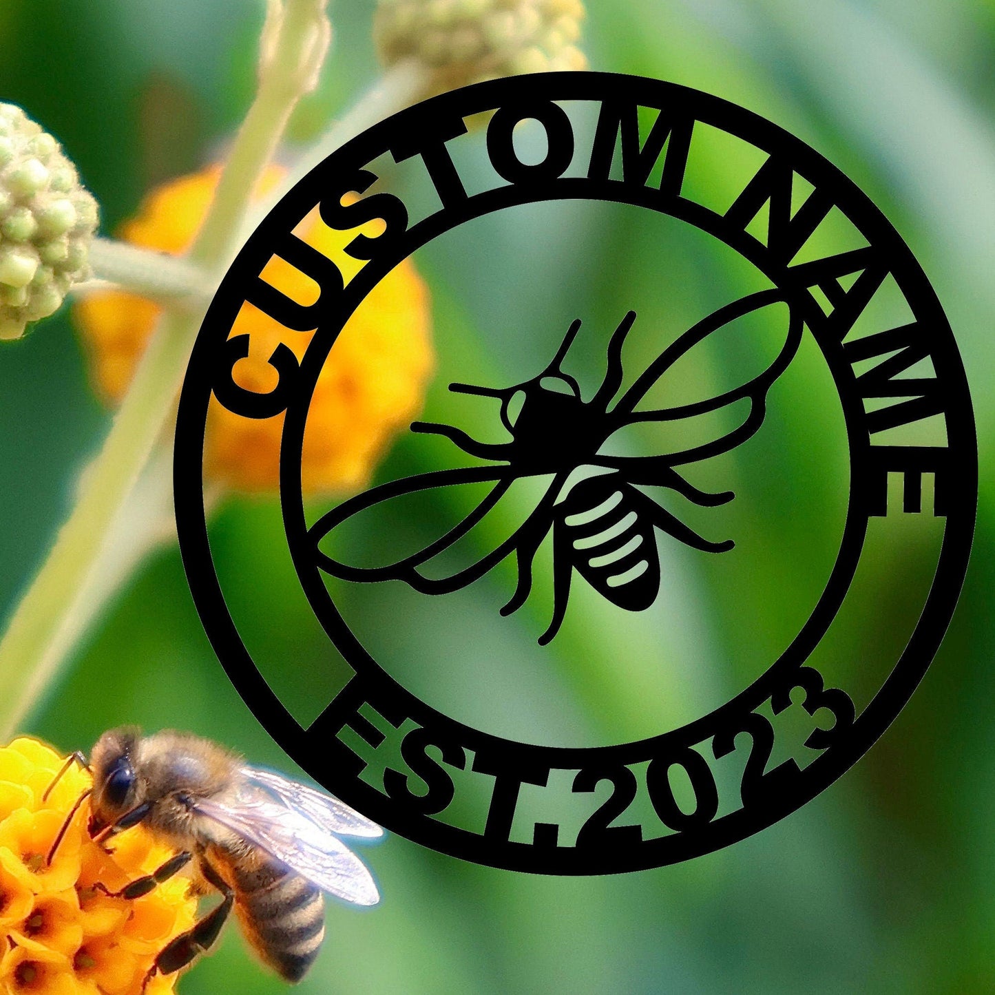 Personalized Bee Metal Signs, Bee Metal Wall Art, Custom Bee Name Signs, Bee Decor, Garden Decor, Yard Decor, Outdoor Decor Beekeeper Gifts