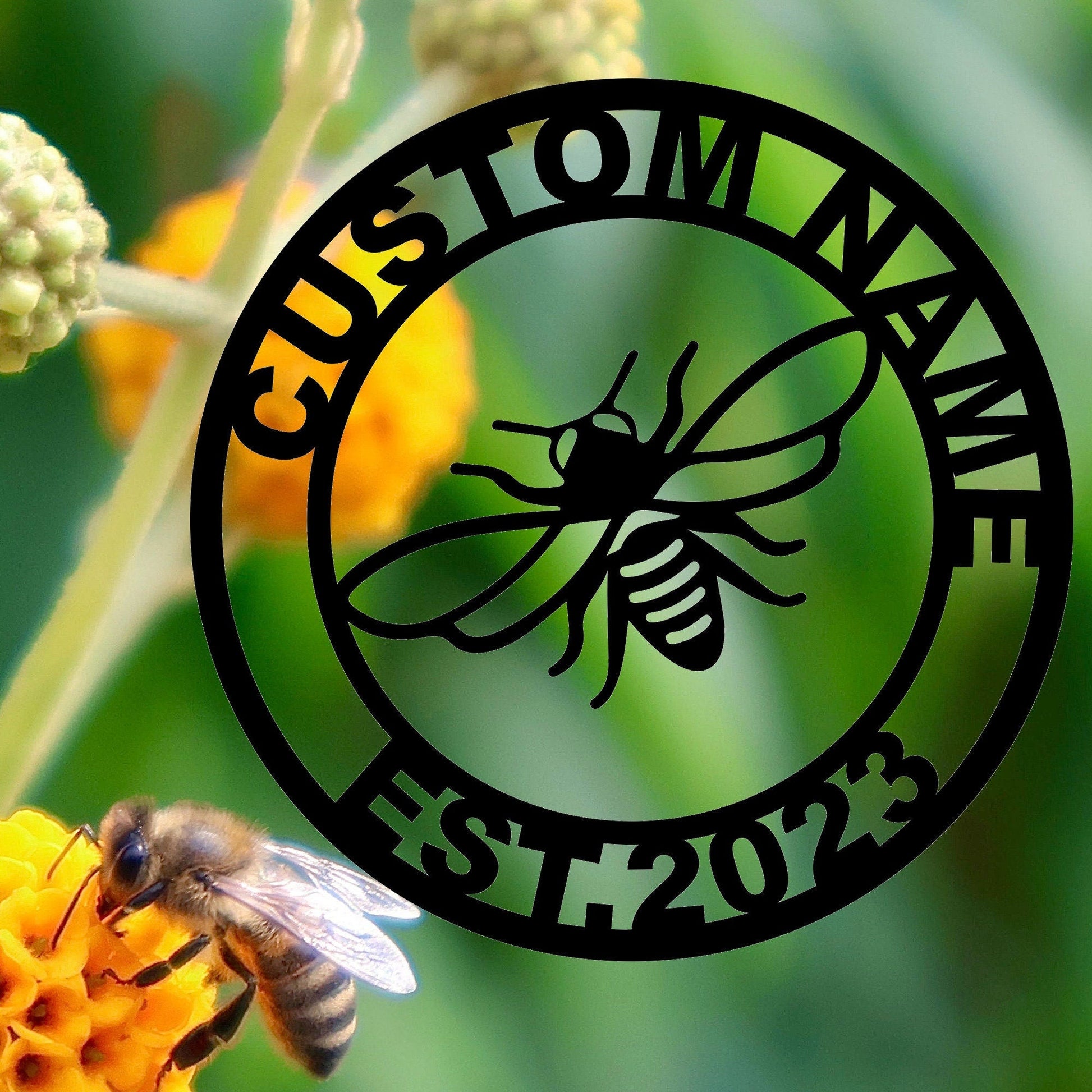 Personalized Bee Metal Signs, Bee Metal Wall Art, Custom Bee Name Signs, Bee Decor, Garden Decor, Yard Decor, Outdoor Decor Beekeeper Gifts