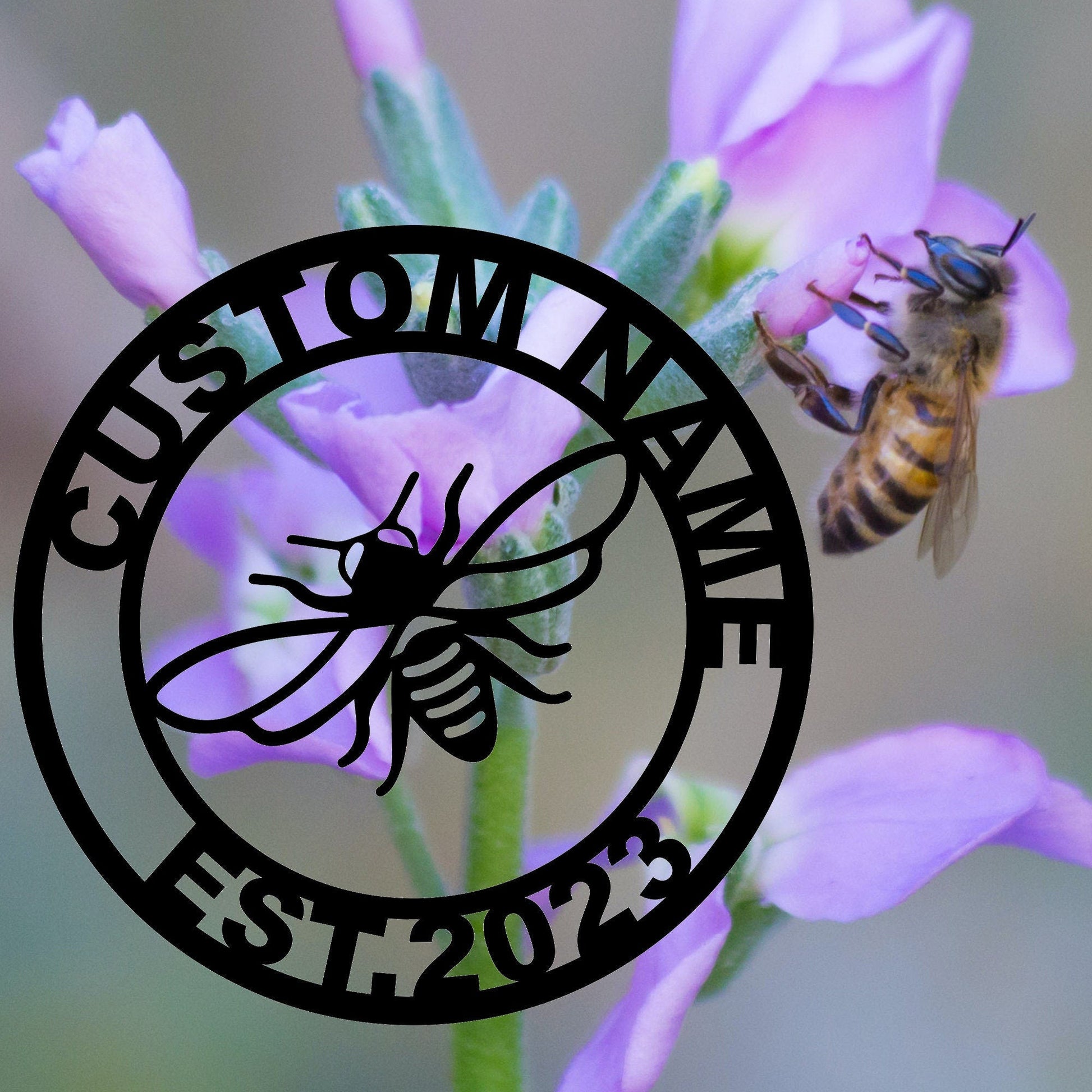 Personalized Bee Metal Signs, Bee Metal Wall Art, Custom Bee Name Signs, Bee Decor, Garden Decor, Yard Decor, Outdoor Decor Beekeeper Gifts