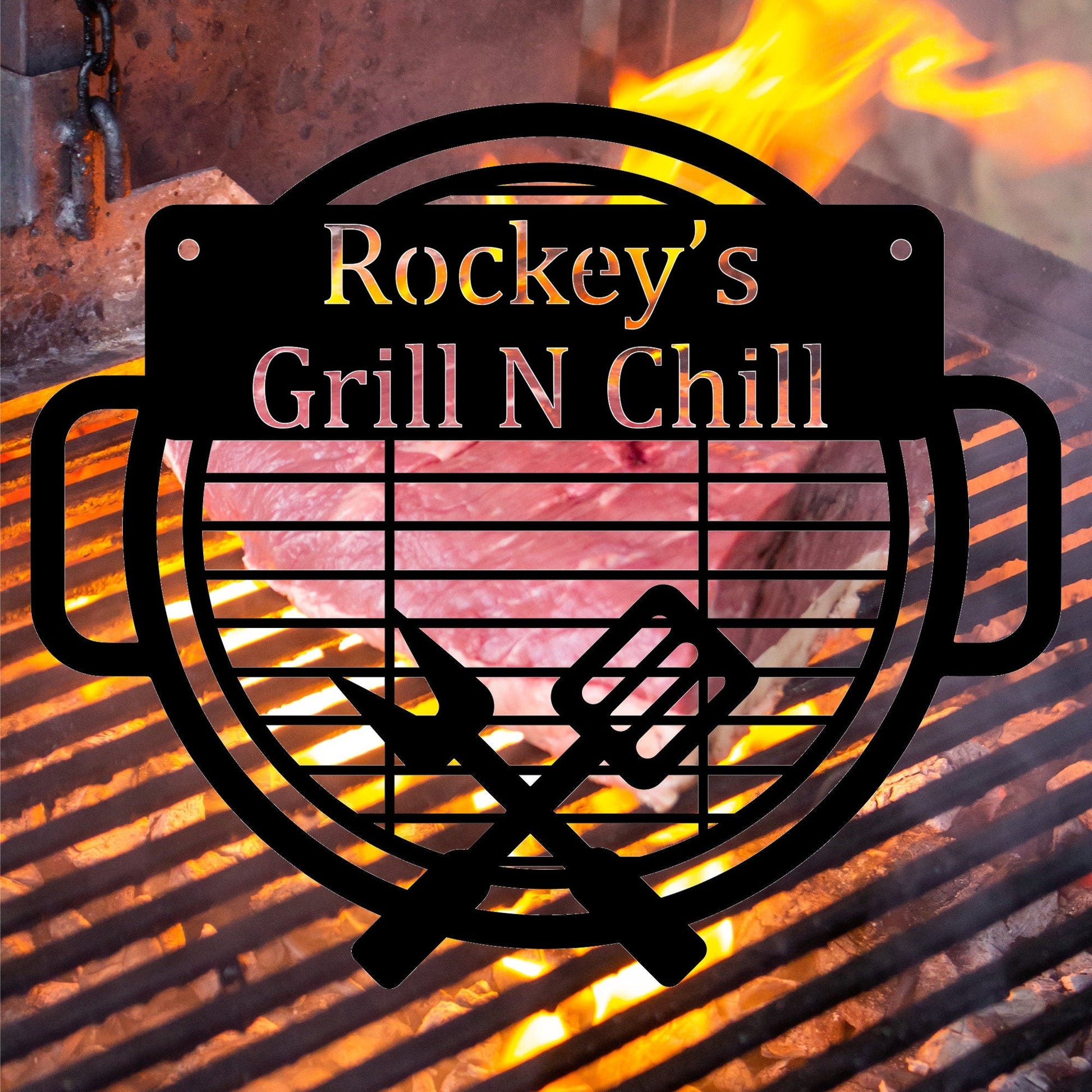 Personalized Bbq Fork And Spade Grill Sign, Metal Wall Art, Metal Decoration, Outdoor Door Hanging, Home Decorations, Gift For Friends