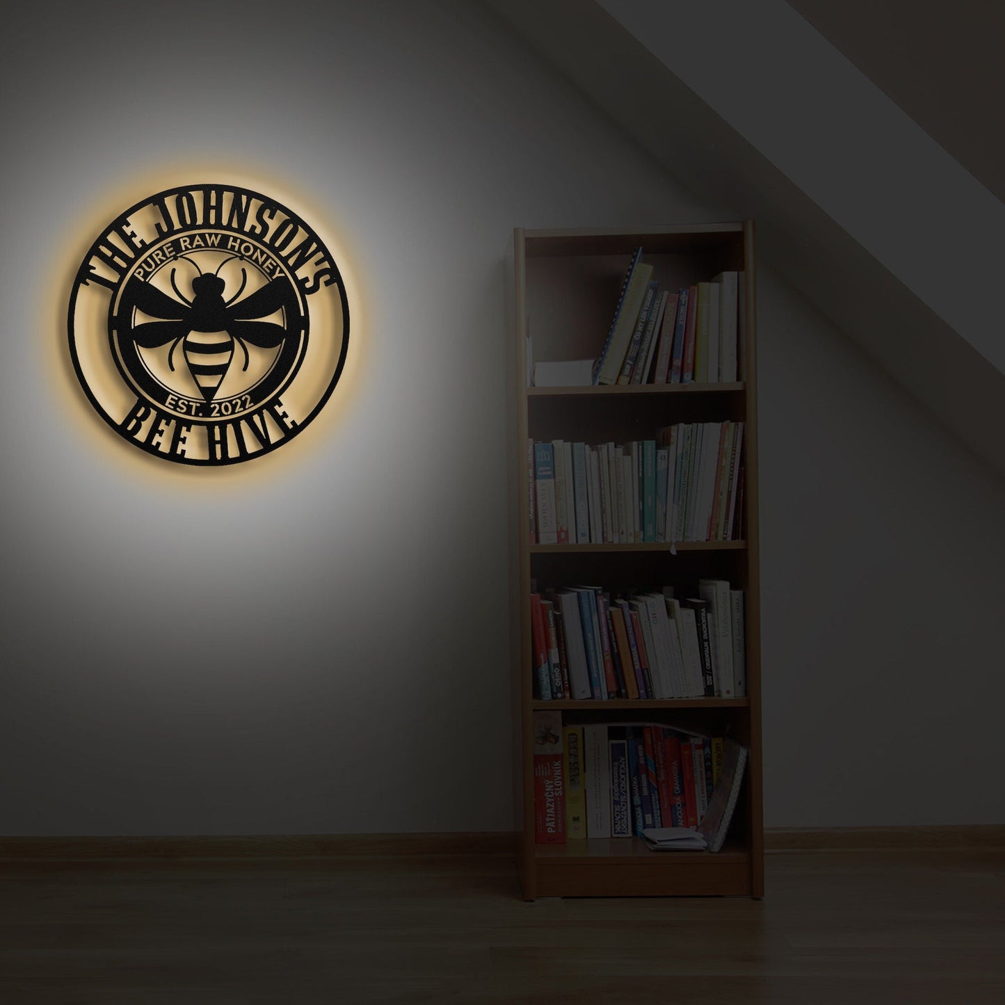 Custom Honey Bee Metal Sign, Custom Honey Bee Family Name Metal Sign, Custom Bee Garden Hanging Sign, Bee Keeper Gift, Bee Farm Decor