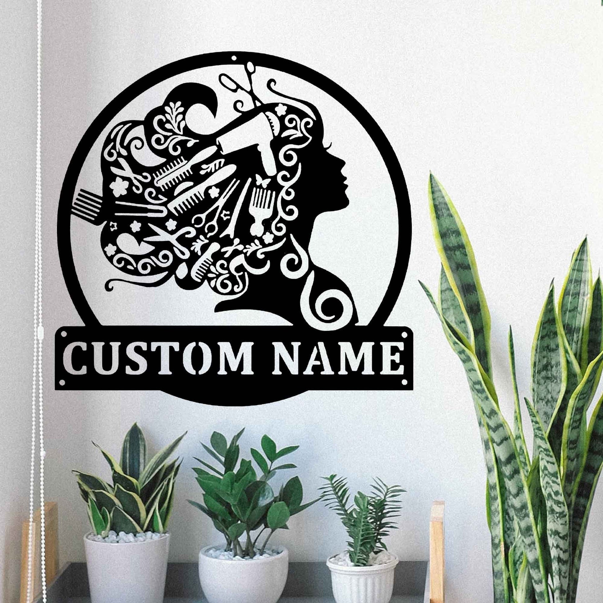 Custom Gril Barber Shop Sign, Personalized Barber Sign, Hairdresser Barber Decor, Gift For Barber Salon