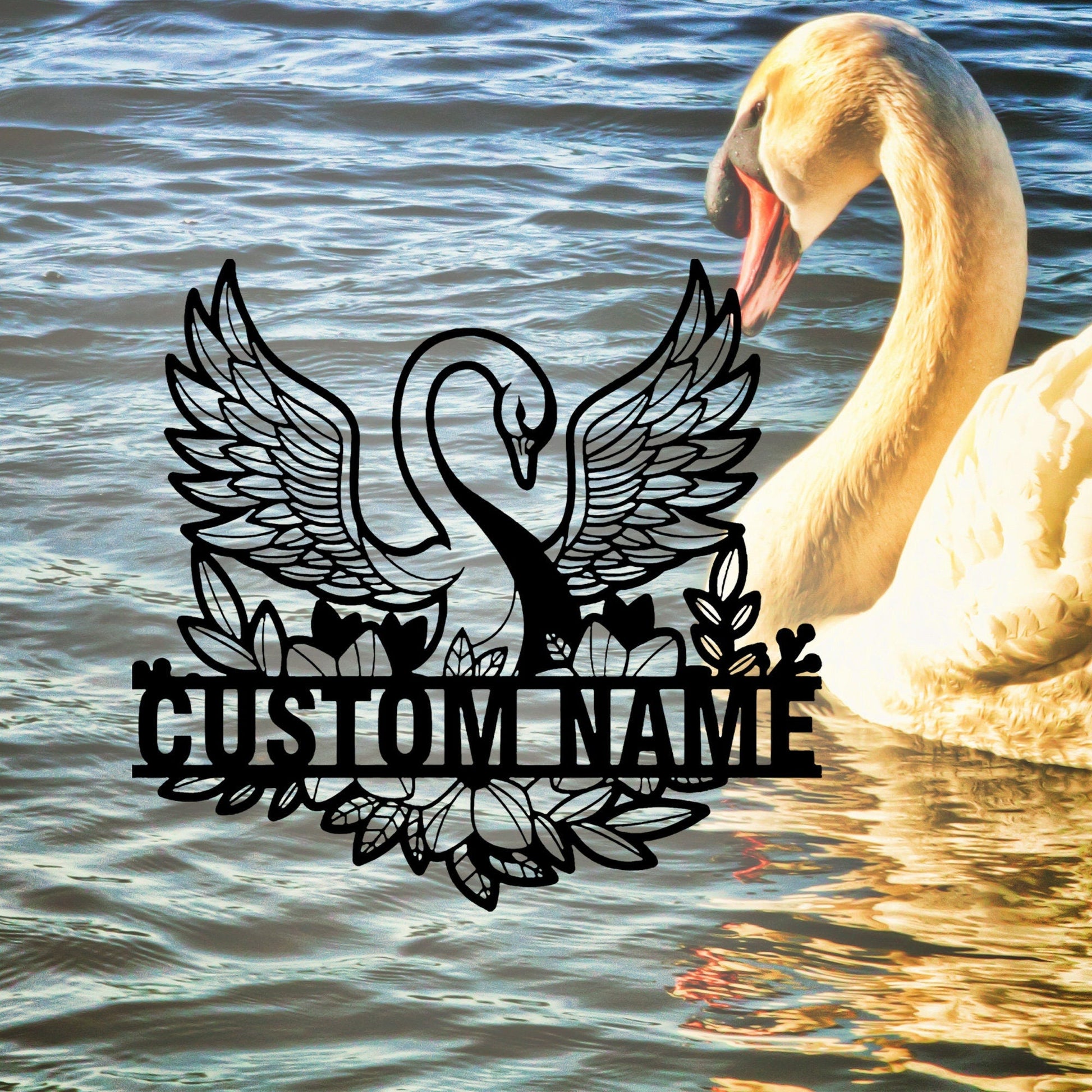Custom Swan Metal Wall Sign, Beautiful Swan Name Sign, Swan Lover Decoration, Personalized Swan, Farm Decor, Swan Sign, Swan Gift