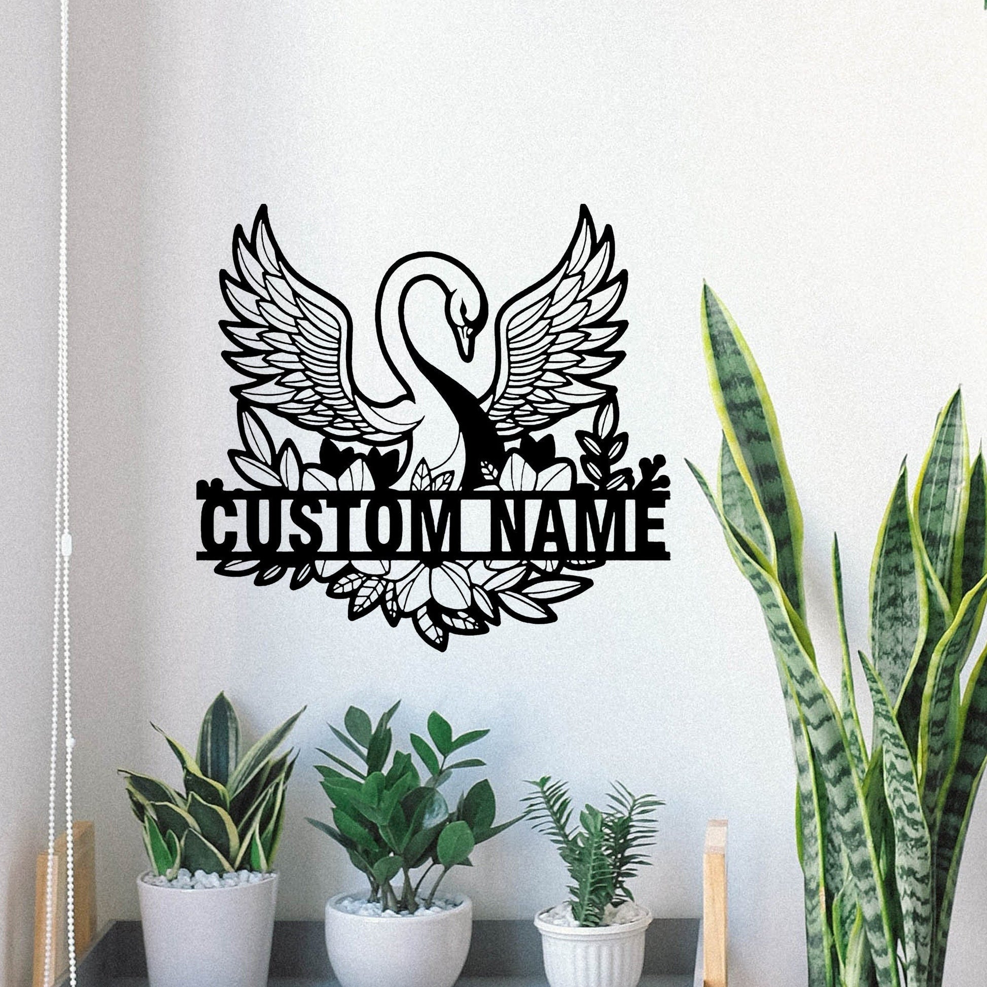 Custom Swan Metal Wall Sign, Beautiful Swan Name Sign, Swan Lover Decoration, Personalized Swan, Farm Decor, Swan Sign, Swan Gift