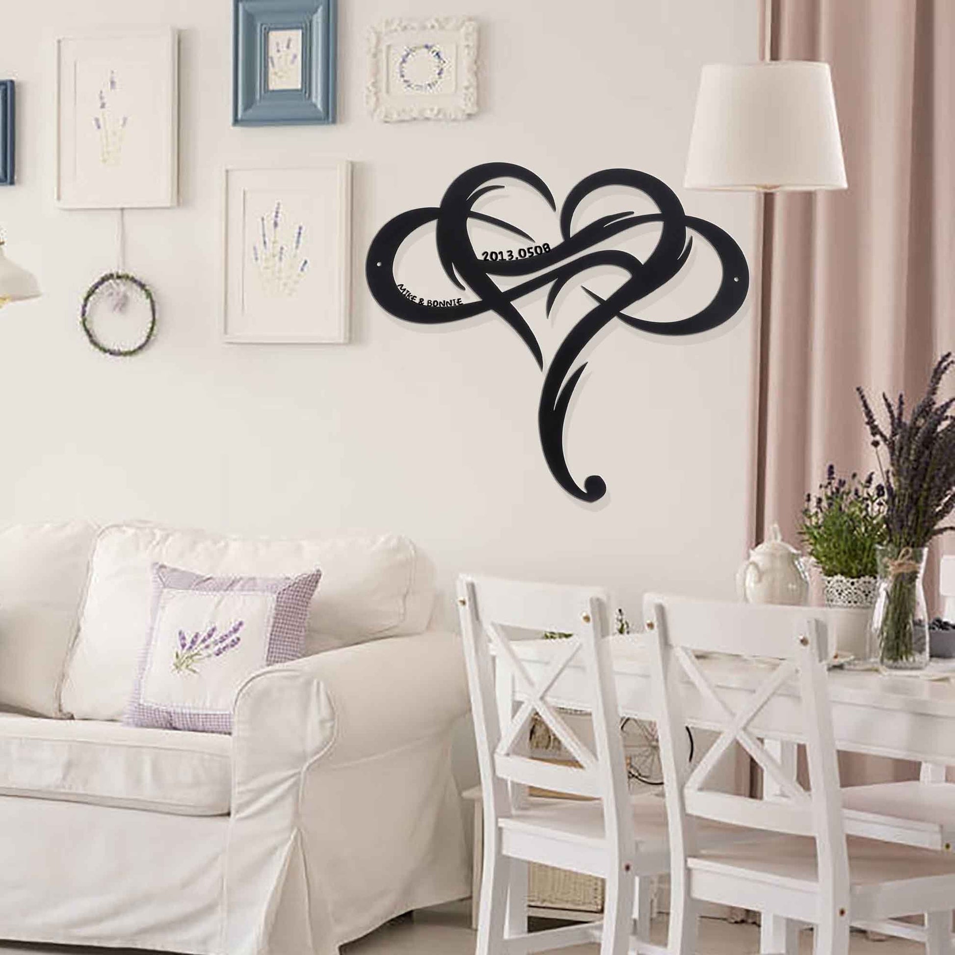 Customized heart shaped metal sign/infinity sign/geometric heart shaped wall art hanging/ family name sign / Valentine's Day gift / LED Sign