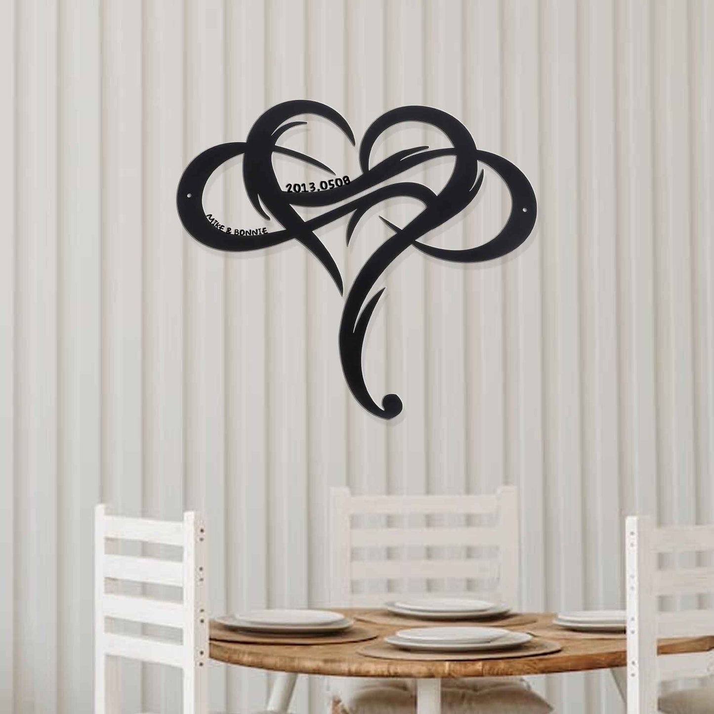 Customized heart shaped metal sign/infinity sign/geometric heart shaped wall art hanging/ family name sign / Valentine's Day gift / LED Sign