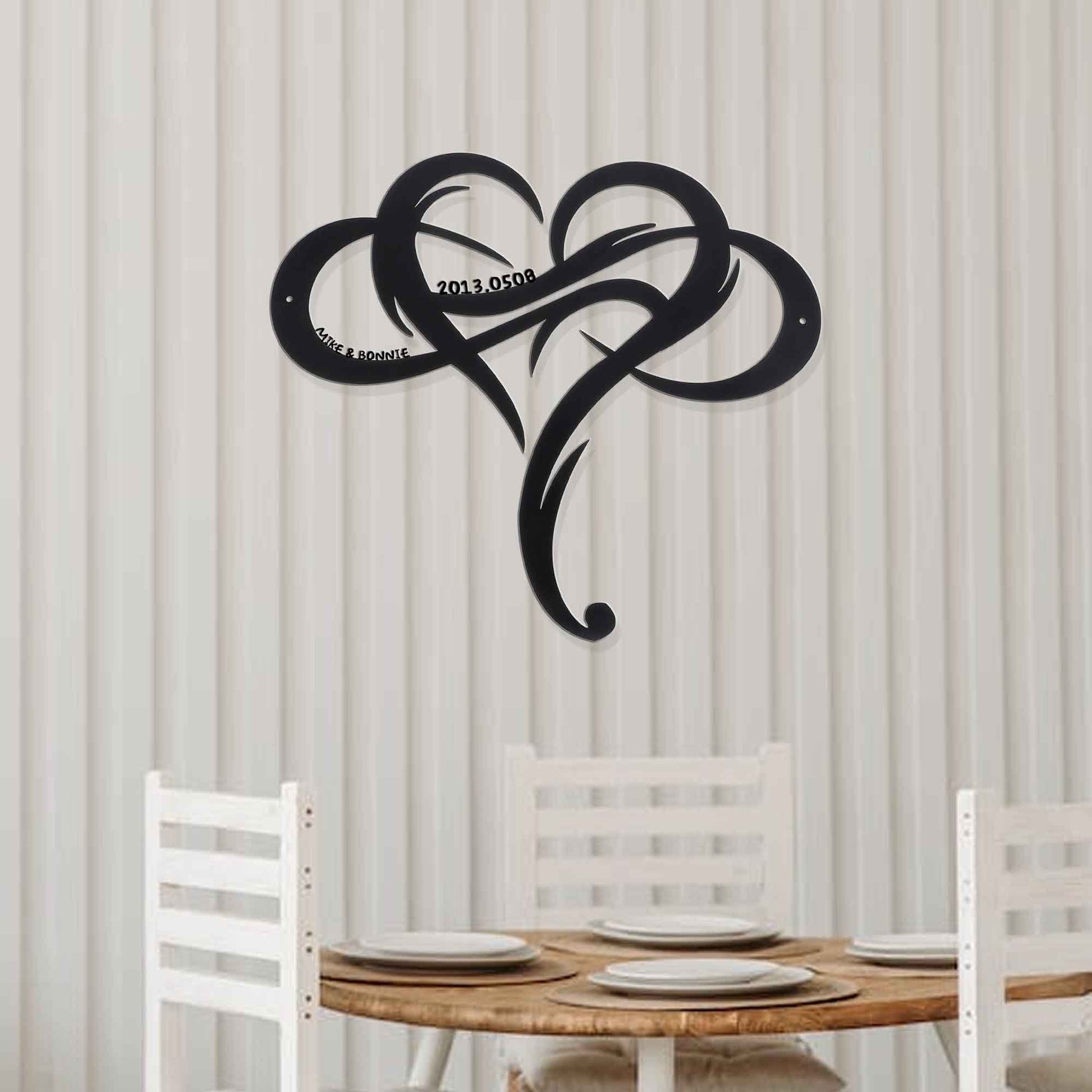 Customized heart shaped metal sign/infinity sign/geometric heart shaped wall art hanging/ family name sign / Valentine's Day gift / LED Sign