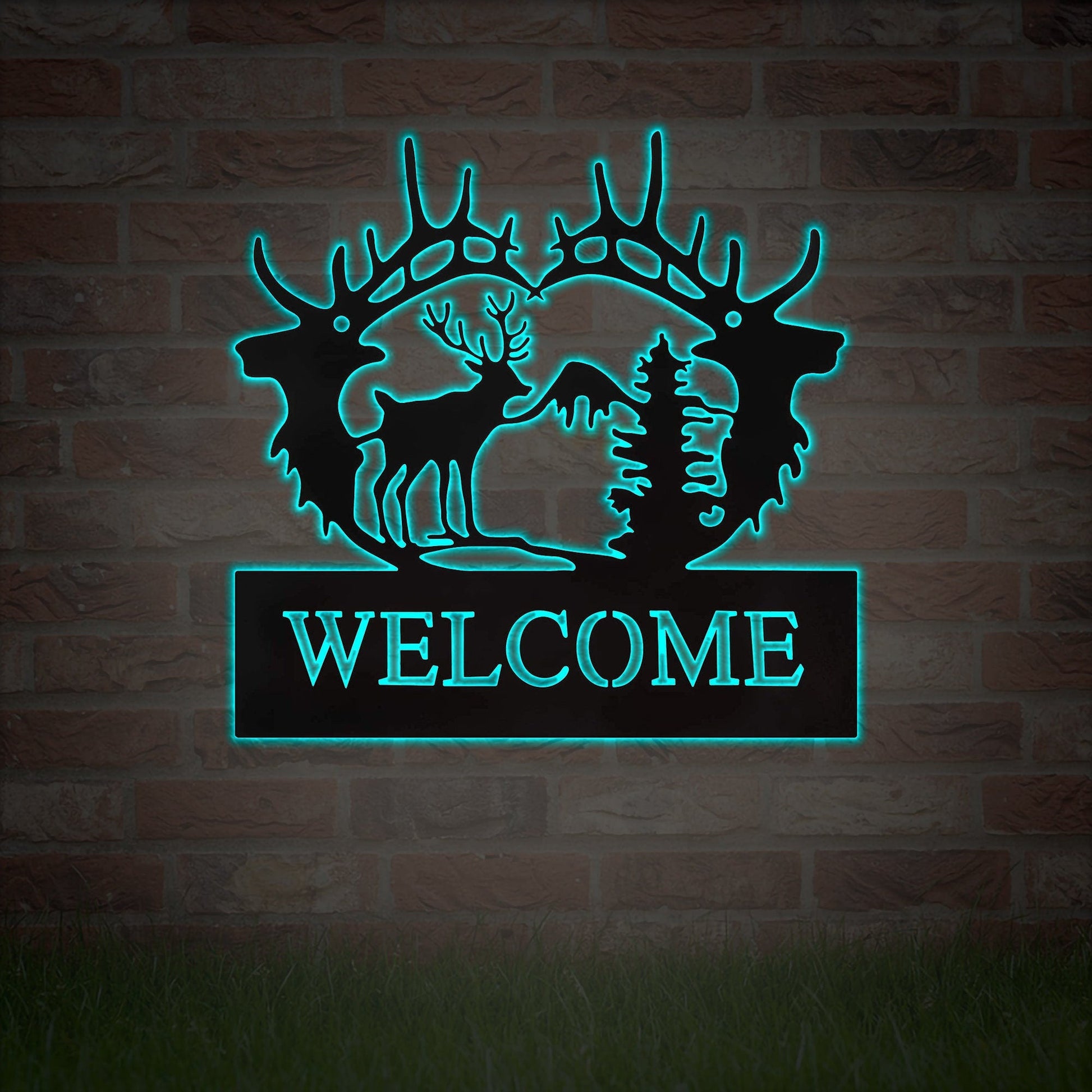 PersonalizedDeer Head Sign, custom Deer Antler Decor, Deer Hunter Gift, Christmas Gift For Him, Deer Name Metal Sign, Fathers Day Gift, LED sign