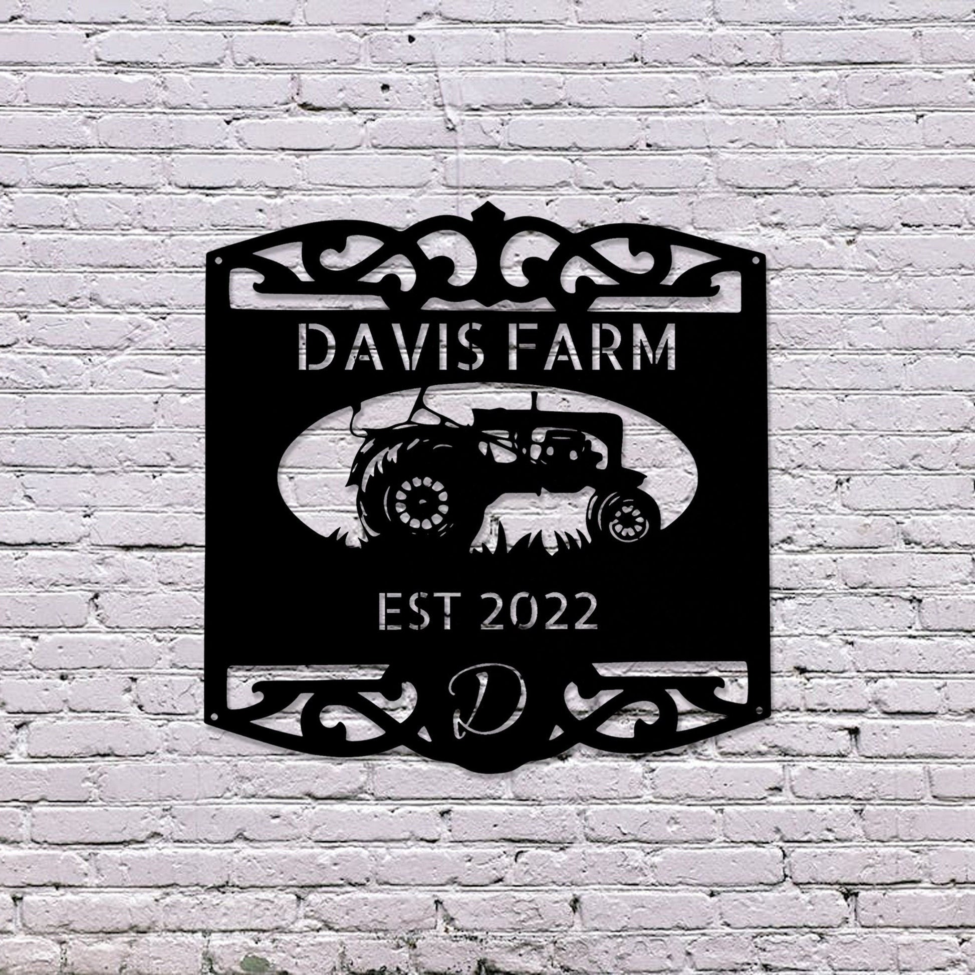 Custom Farmhouse Sign, Personalized Metal Sign Customized Outdoor, Farm Tractor Art Home Wall Decor, Outside Barn Ranch Welcome Entrance