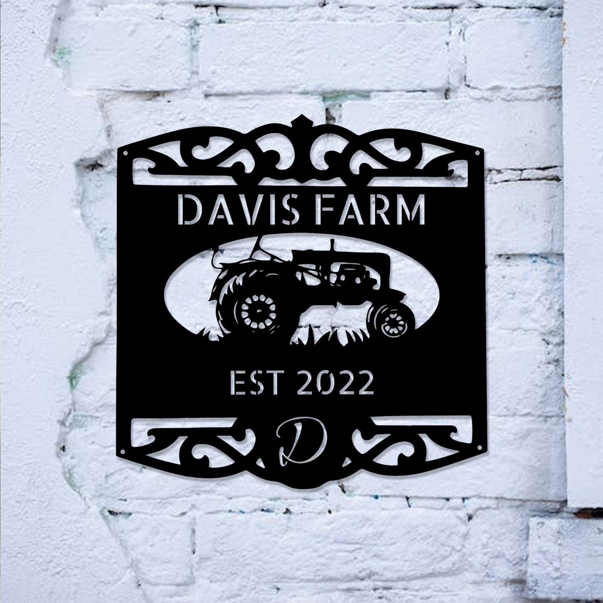Custom Farmhouse Sign, Personalized Metal Sign Customized Outdoor, Farm Tractor Art Home Wall Decor, Outside Barn Ranch Welcome Entrance