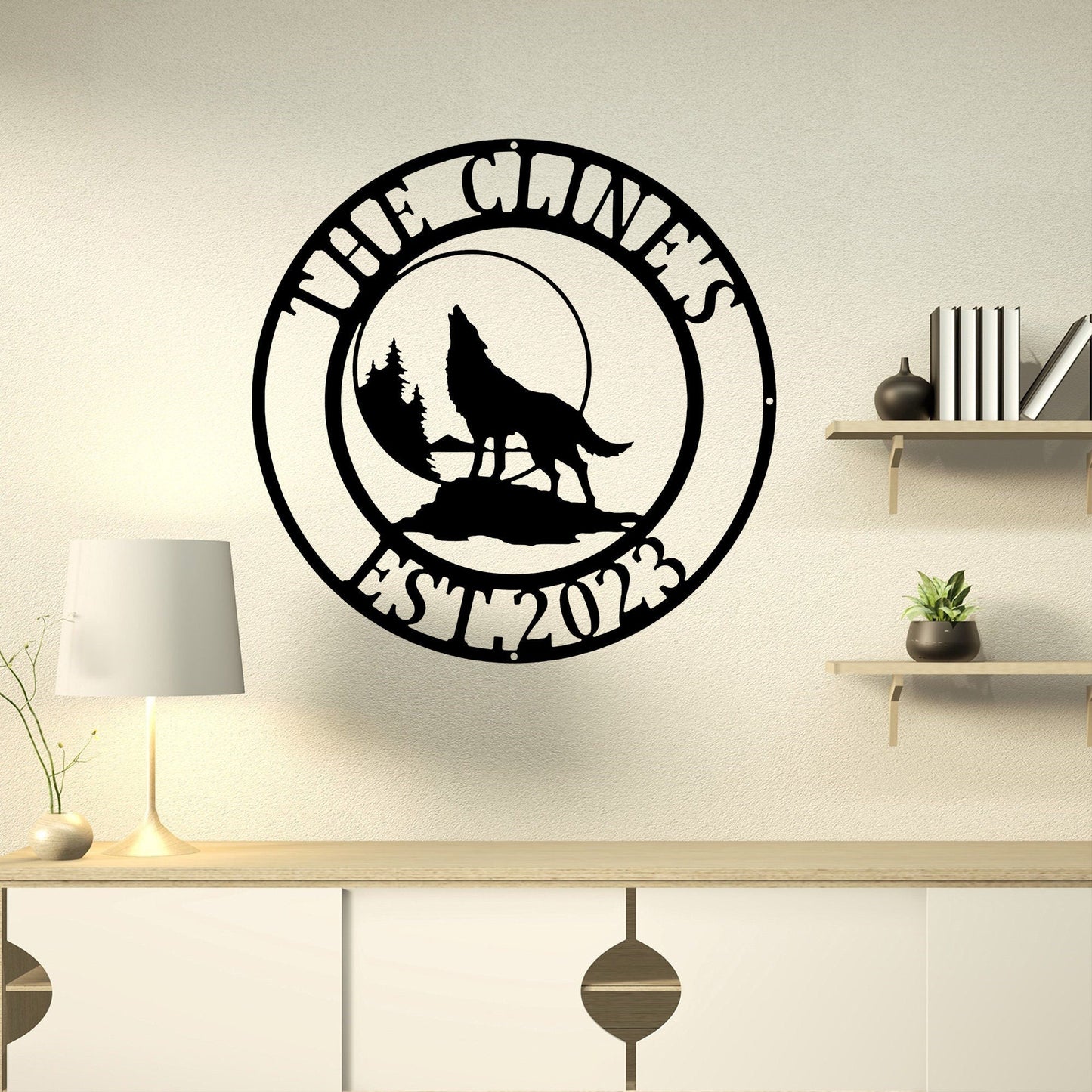 Custom Wolf Name Metal Sign, Custom Wolf Monogram Metal Sign Art, Wolf Howling Metal Sign, Wolf Lover, Personalized Gift