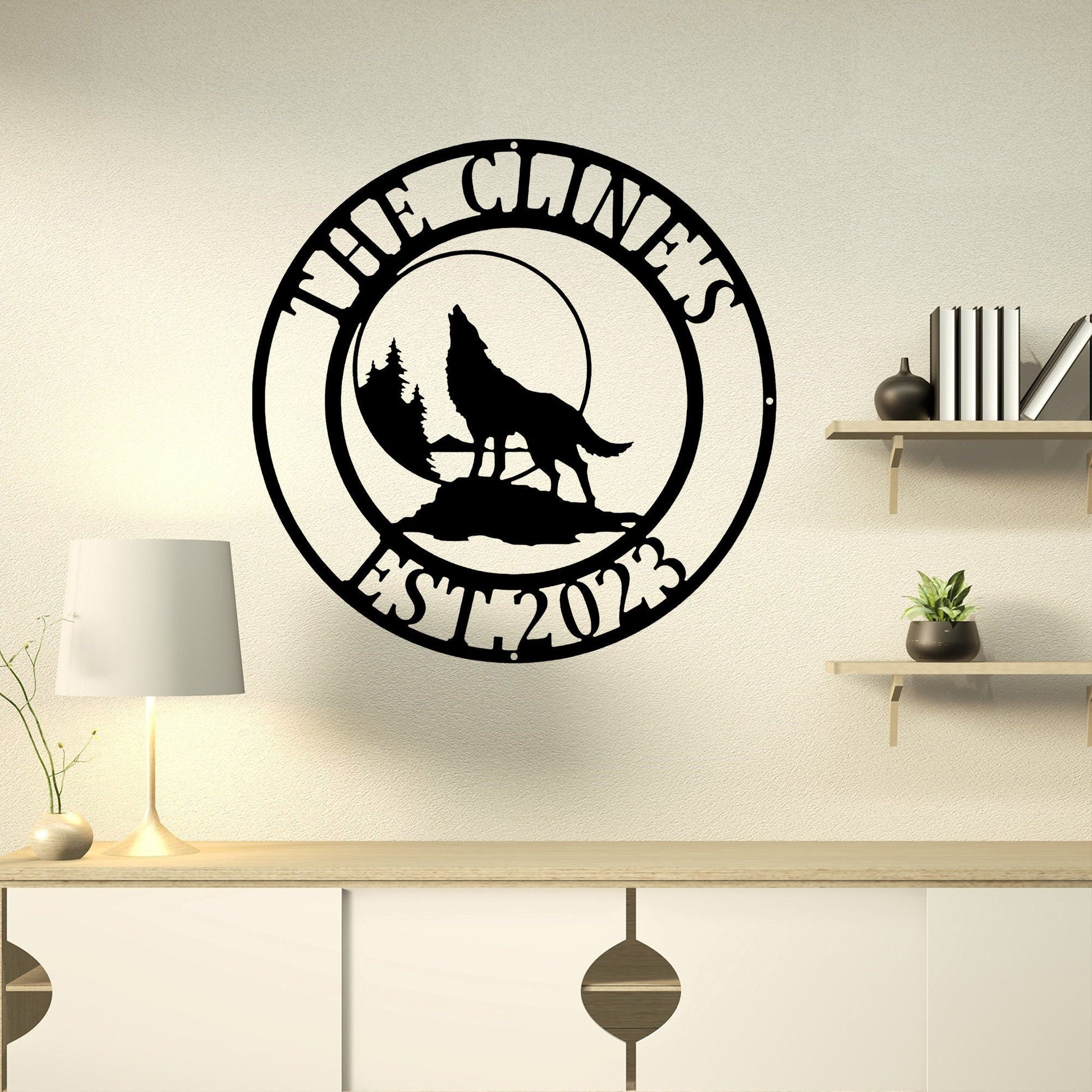 Custom Wolf Name Metal Sign, Custom Wolf Monogram Metal Sign Art, Wolf Howling Metal Sign, Wolf Lover, Personalized Gift