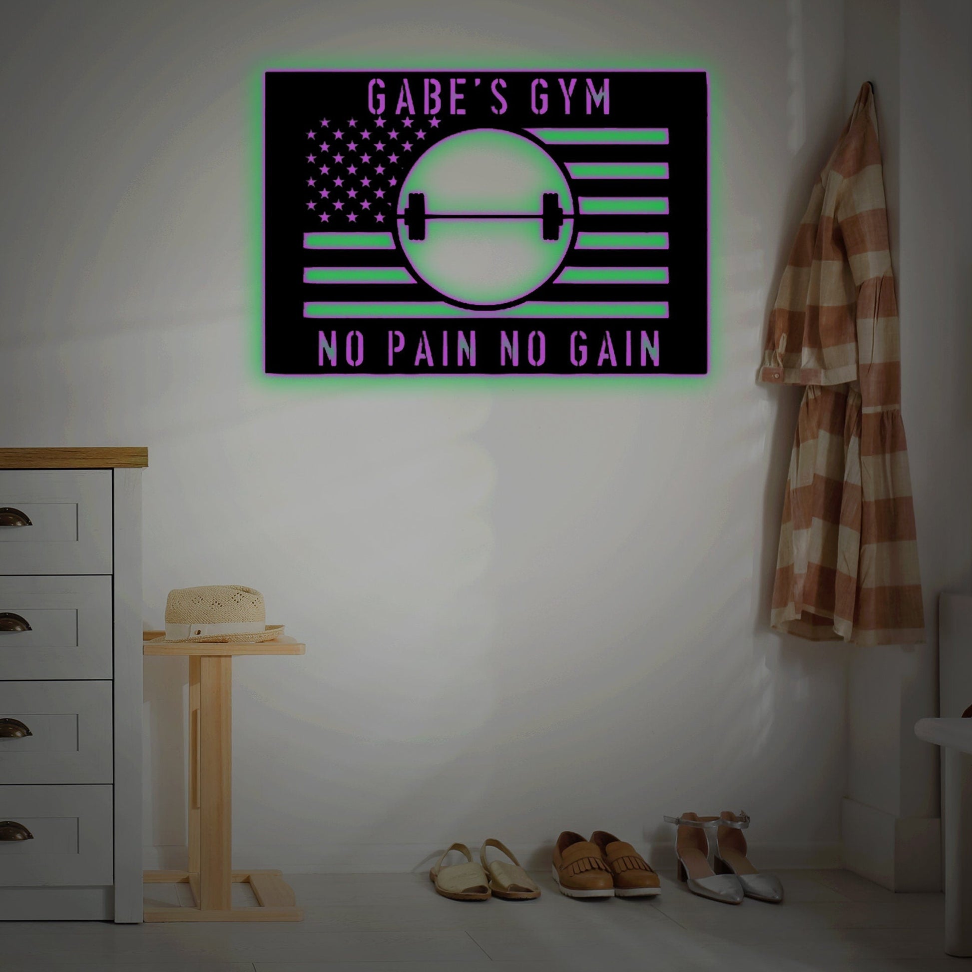 Custom Gym Name Metal, Gym Sign, Bedroom Wall Hanging, Living Room Hanging, Metal Decorations, Custom Crafts, Handmade Signs, Great Gifts