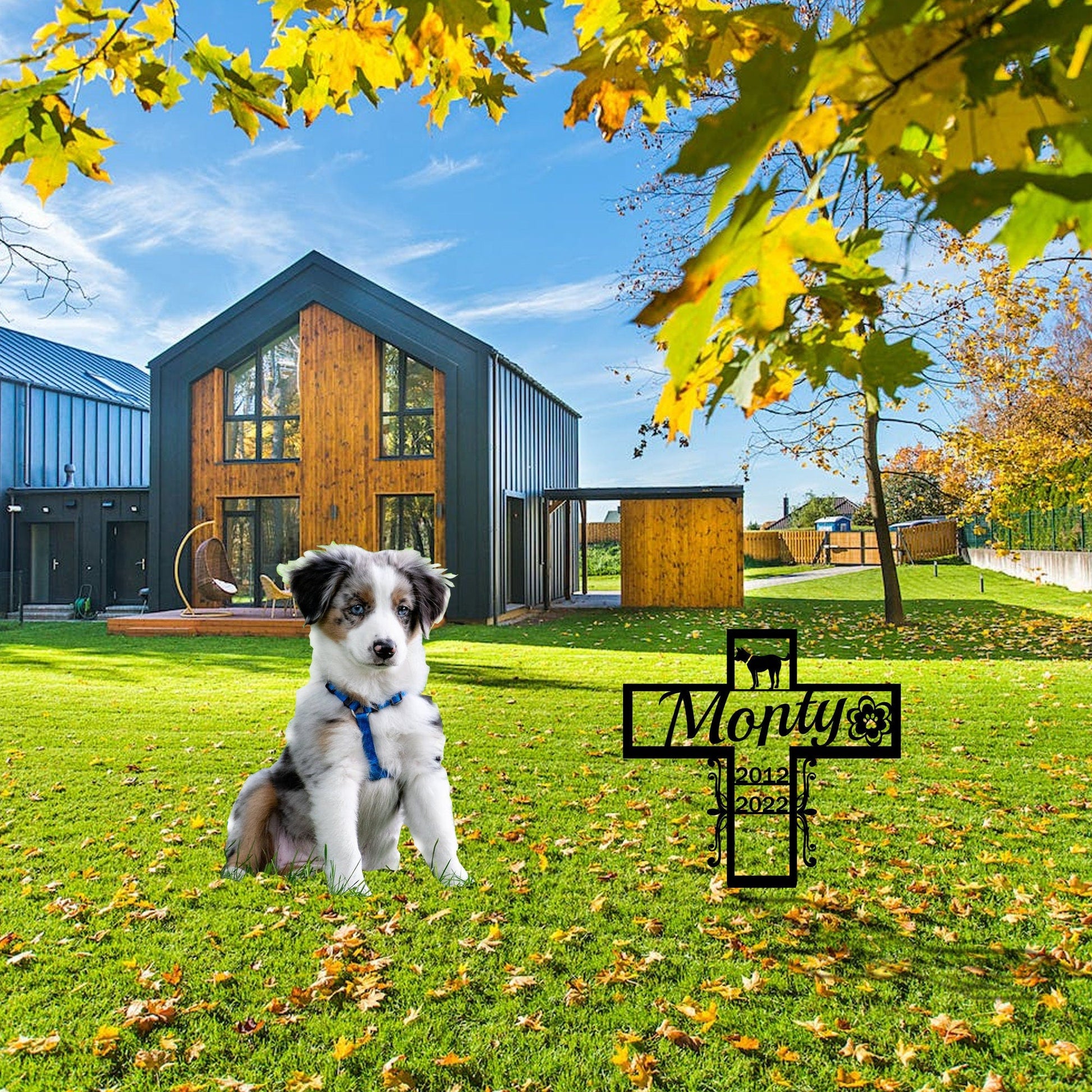 Personalized dog memorial pet sign, dog house, hand-made pet monument, garden decoration sign, dog grave sign