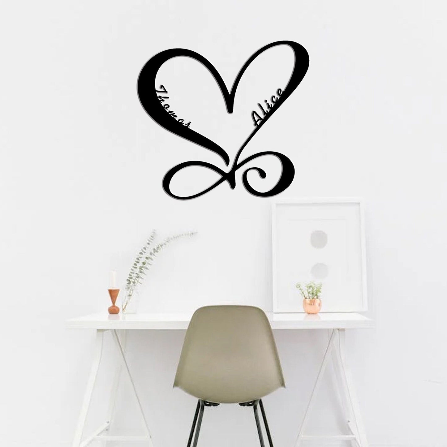 Personalized Love Wall Decor, Customized heart-shaped metal sign, family name metal sign, holiday anniversary gift, Heart Wall Art, LED sign