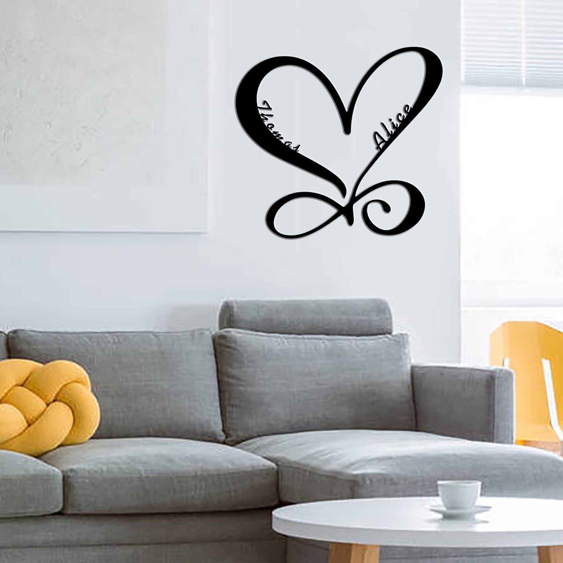 Personalized Love Wall Decor, Customized heart-shaped metal sign, family name metal sign, holiday anniversary gift, Heart Wall Art, LED sign