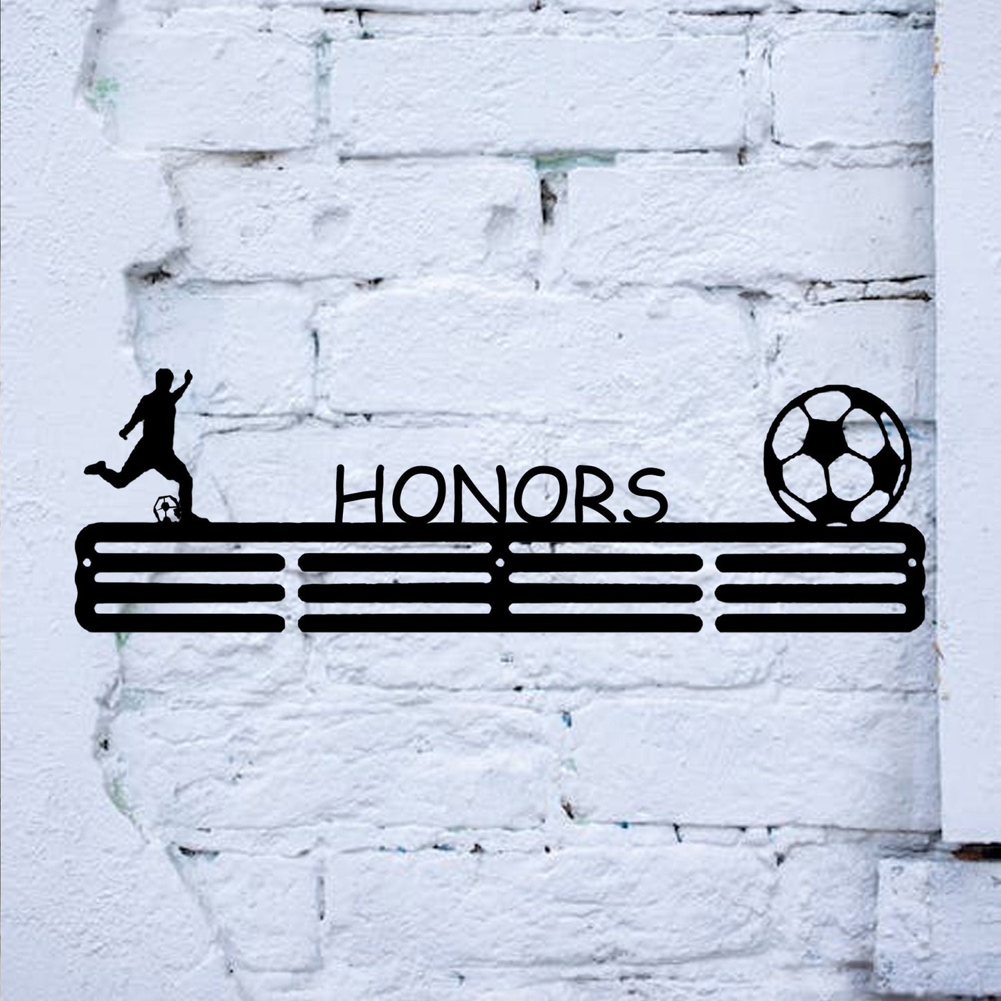 Custom soccer medal pendant, personalized custom name medal wall, metal hook for wall of honor, LED metal medal pendant, soccer gift