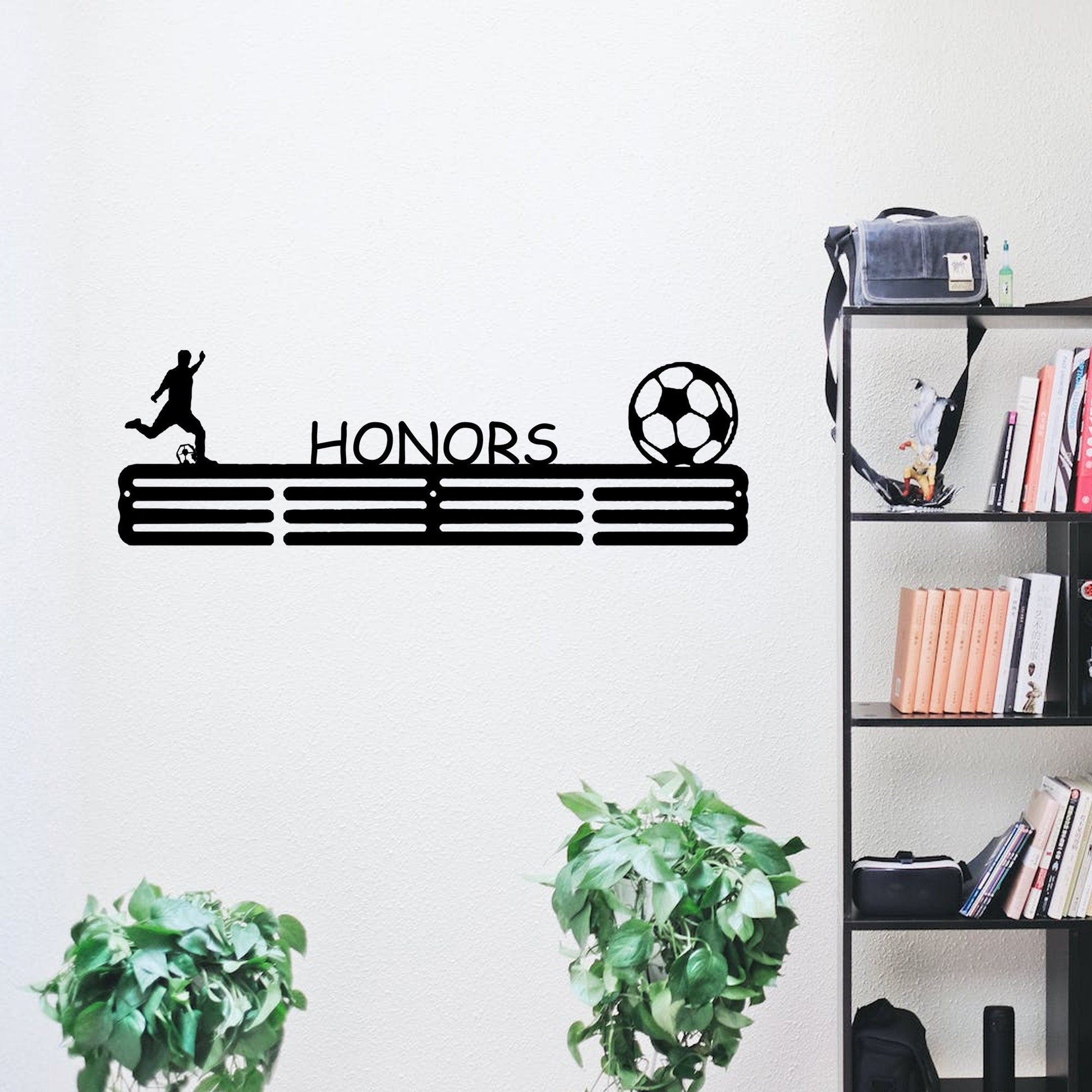 Custom soccer medal pendant, personalized custom name medal wall, metal hook for wall of honor, LED metal medal pendant, soccer gift