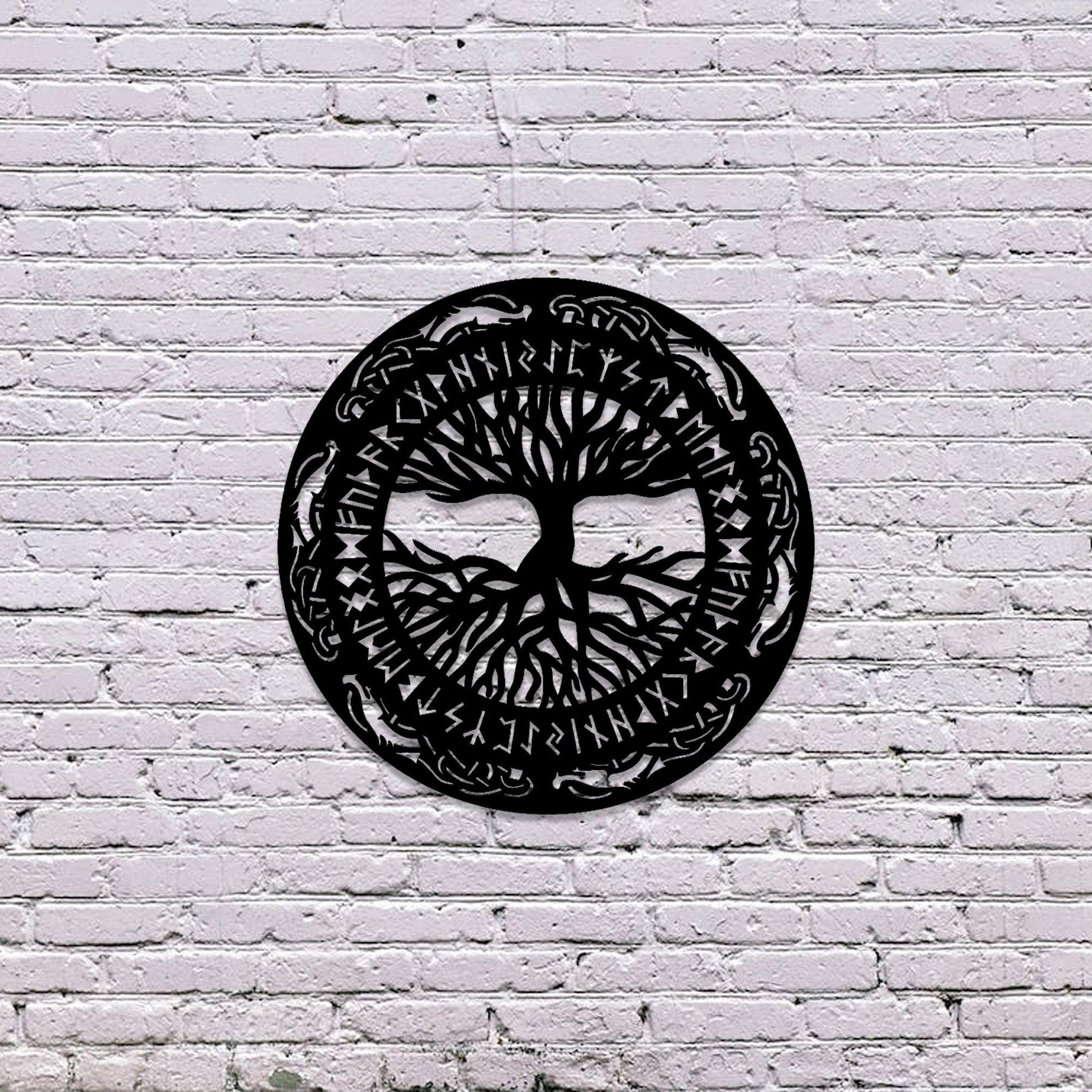 Viking decorations Viking metal wall art Scandinavian decorations black Scandinavian Viking rune amulet symbol for men home office room