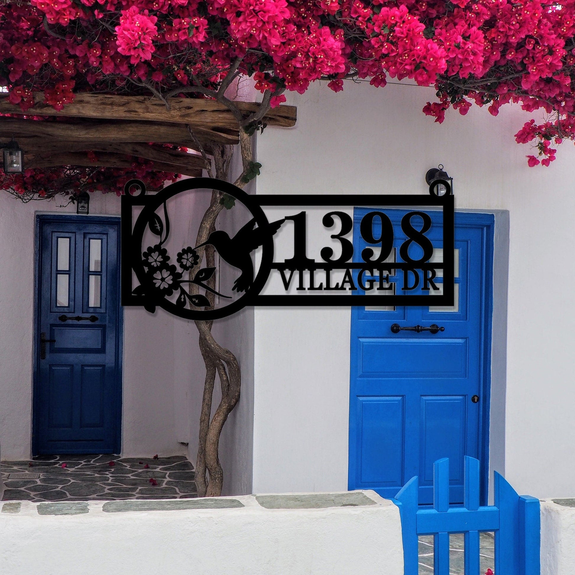 Customized garden art decoration, hanging address metal sign, personalized address number door number, house address number, LED sign