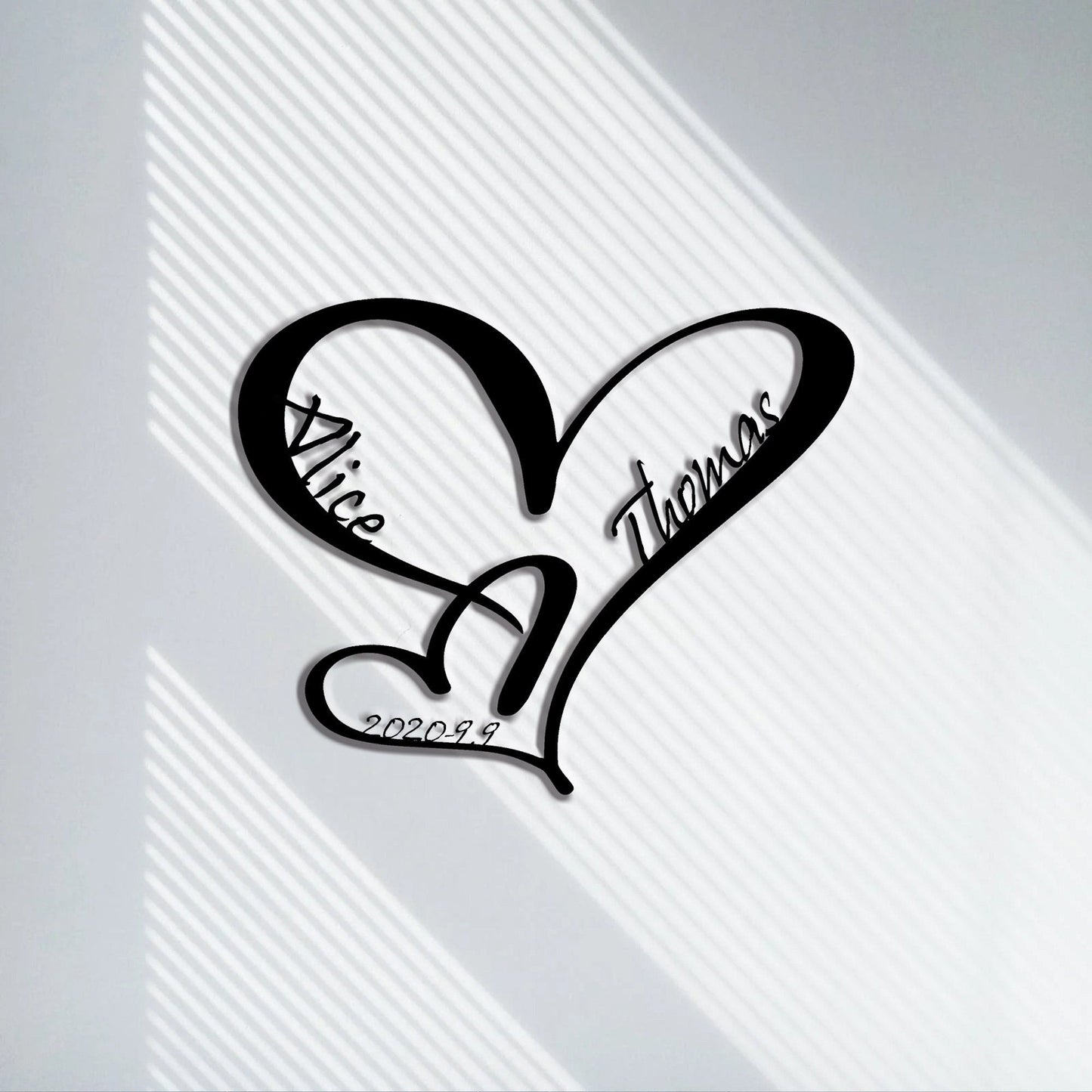 Custom infinite heart metal wall decor / personalized family name sign / steel art geometric wall decor / valentine's day gift / LED sign