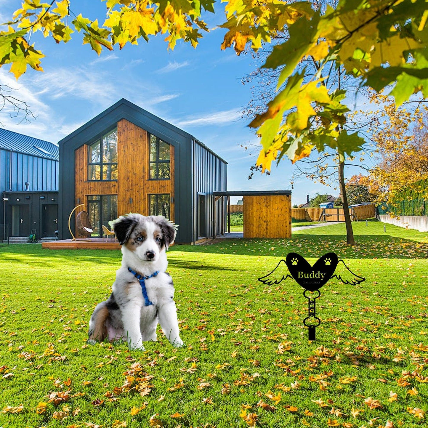 Personalized dog memorial pet sign, tombstone pet lost, handmade custom pet monument, garden decoration sign, dog grave sign