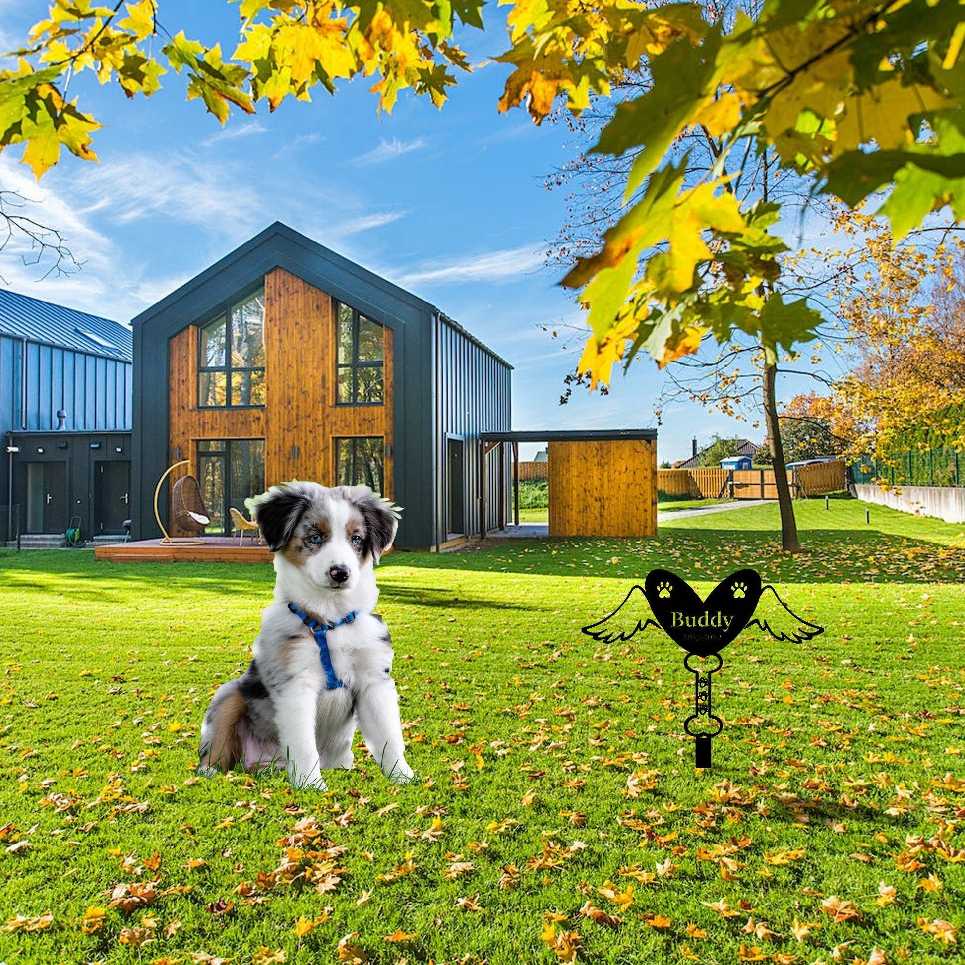 Personalized dog memorial pet sign, tombstone pet lost, handmade custom pet monument, garden decoration sign, dog grave sign