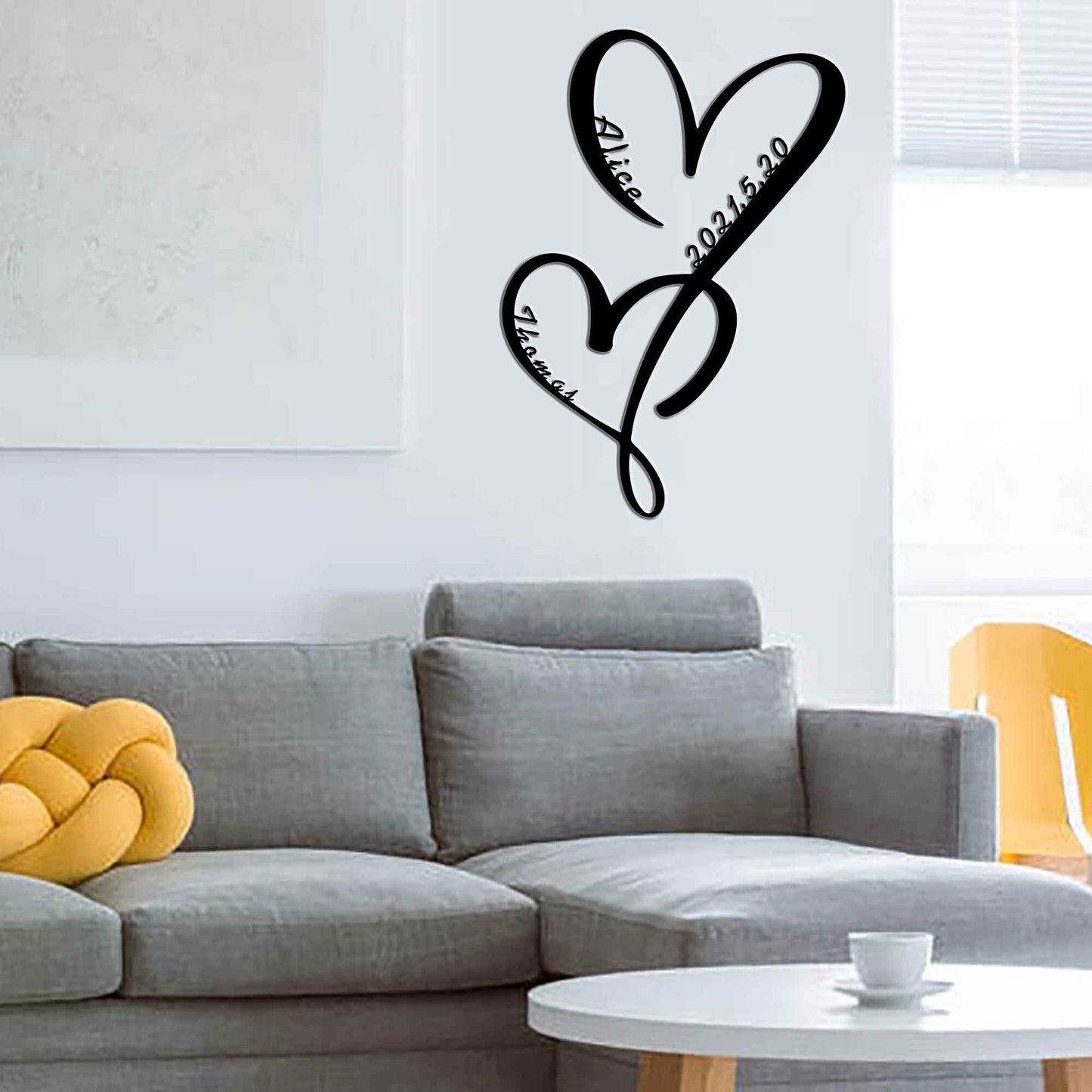 Personalized family name sign/custom heart wall art decor/steel art geometric metal sign/Valentine's Day gift/holiday gift/LED sign