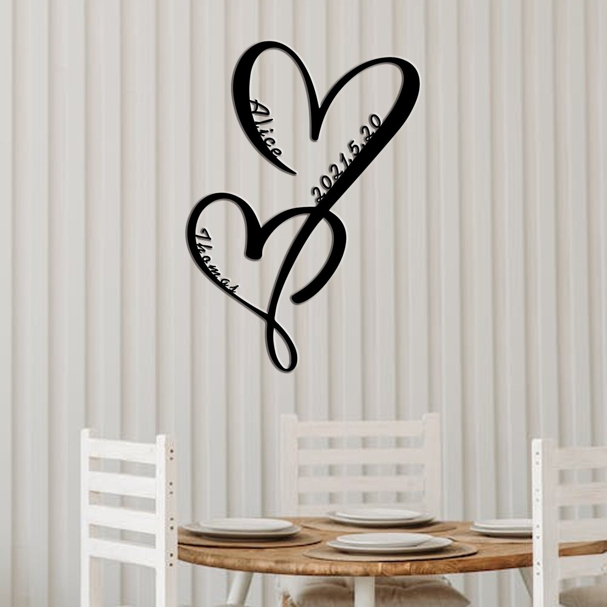 Personalized family name sign/custom heart wall art decor/steel art geometric metal sign/Valentine's Day gift/holiday gift/LED sign