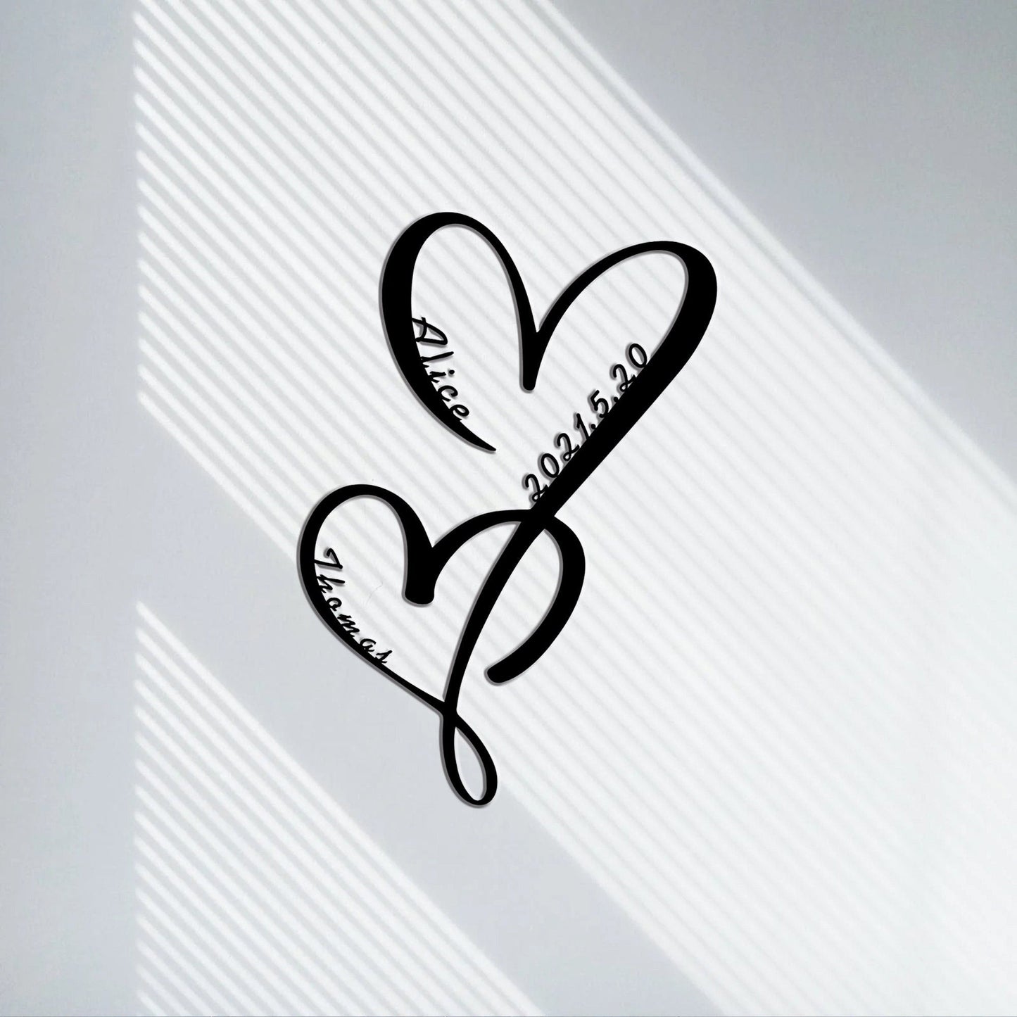 Personalized family name sign/custom heart wall art decor/steel art geometric metal sign/Valentine's Day gift/holiday gift/LED sign