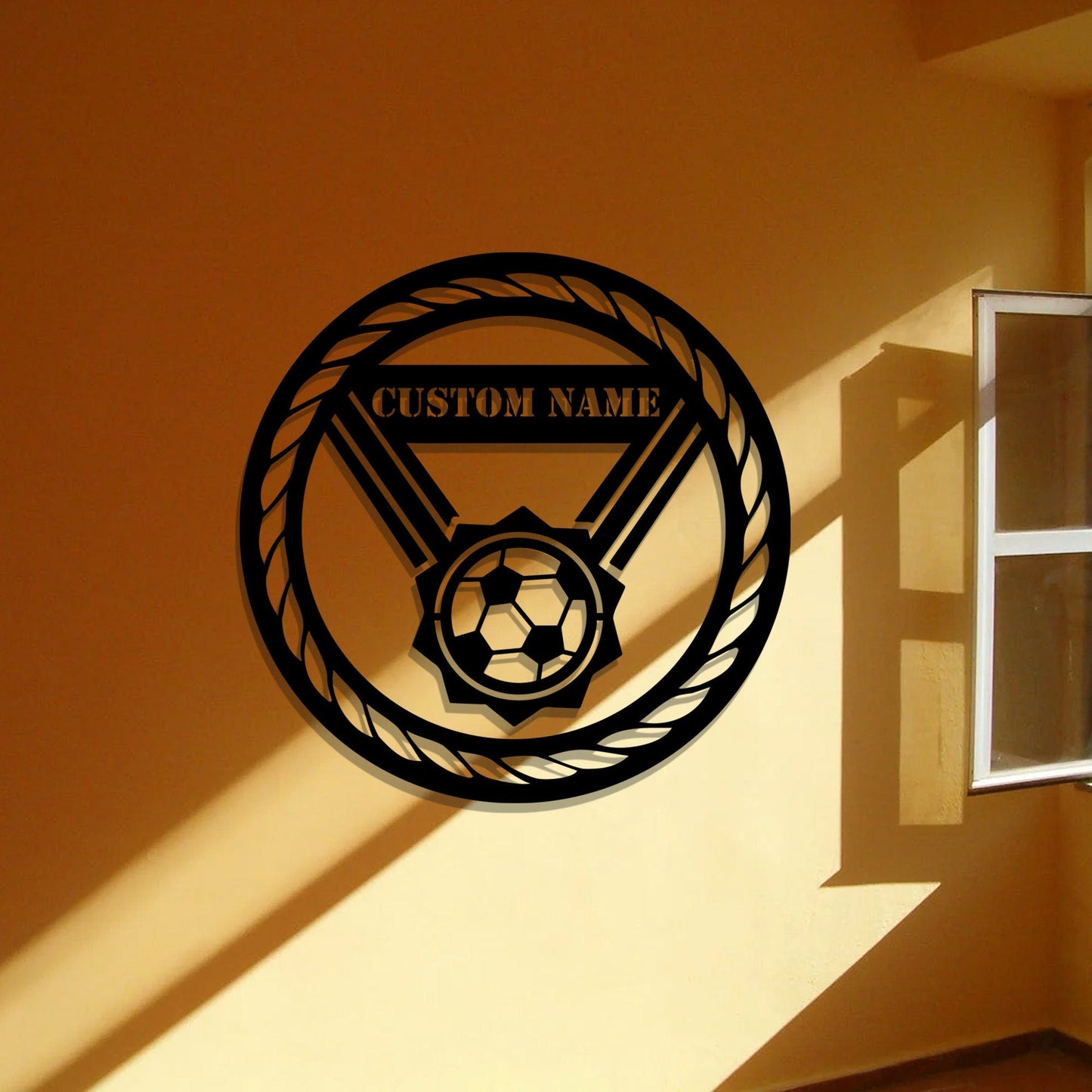 Personalized soccer metal wall art, custom soccer name metal signs, LED lighted soccer signs, soccer name signs, metal art,home decor