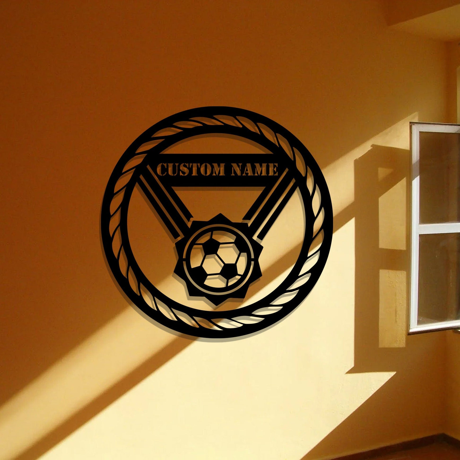 Personalized soccer metal wall art, custom soccer name metal signs, LED lighted soccer signs, soccer name signs, metal art,home decor