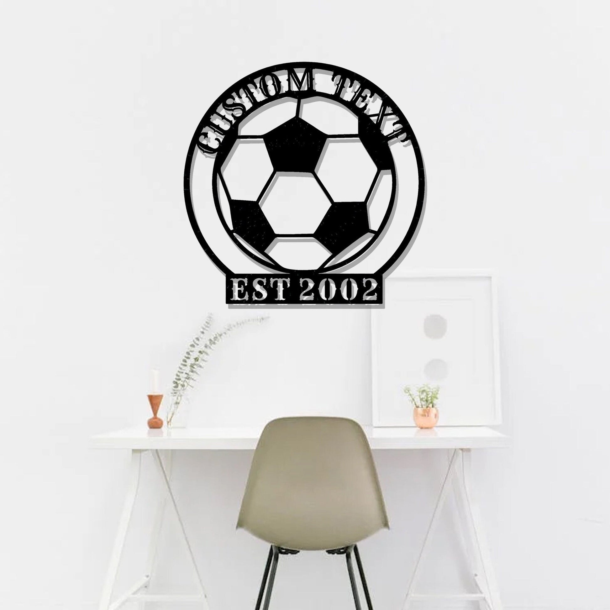 Personalized soccer metal sign, custom soccer name metal sign/World Cup gift/gift for him/metal wall art/LED light-emitting soccer wallsconce