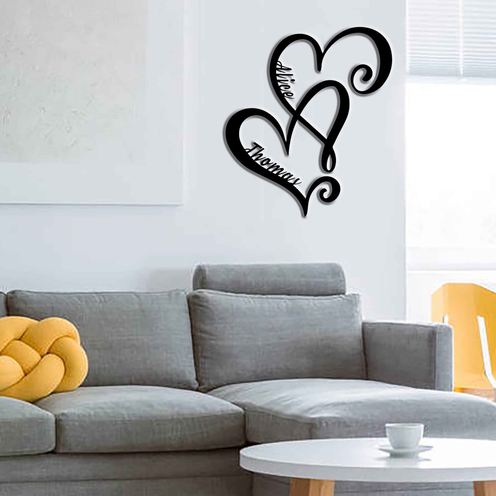 Personalized Infinity Heart Metal Wall Decor Art/customized heart-shaped metal sign/family name metal sign/holiday anniversary gift/LED sign