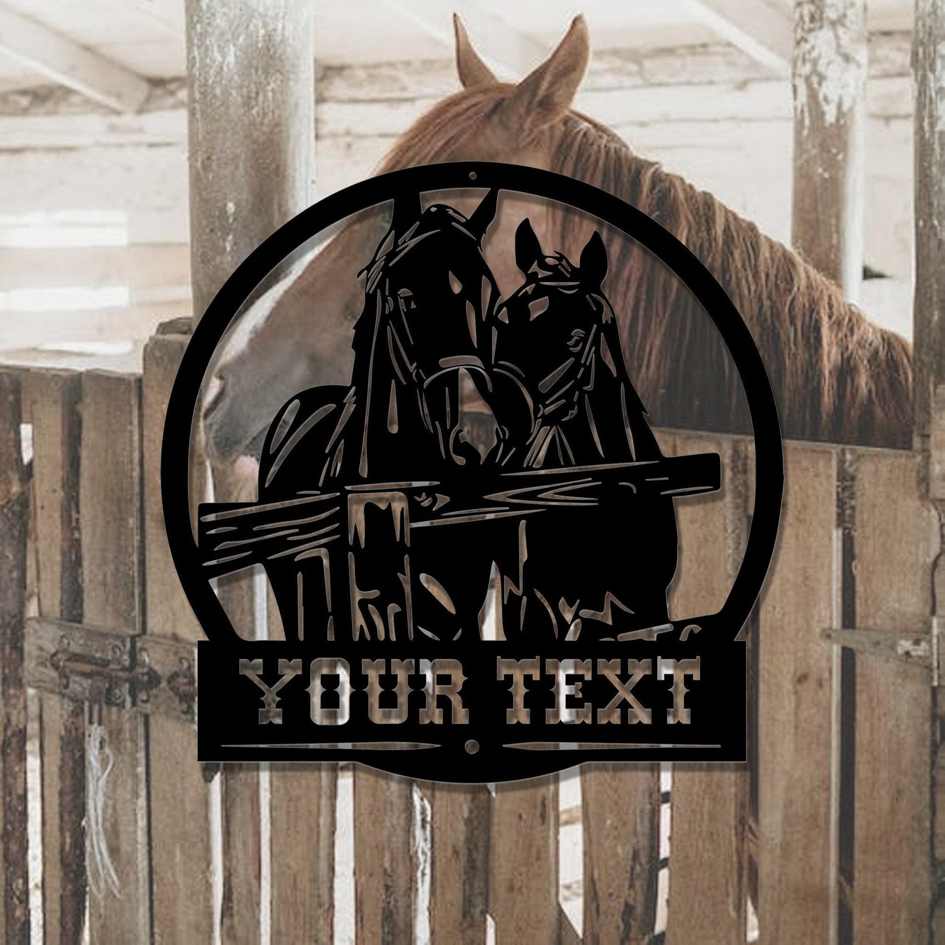 Personalized horse metal sign,farmhouse decor,farm owner gift,outdoor yard hangings,last name address signs,grandparent gift,LED wall sconce