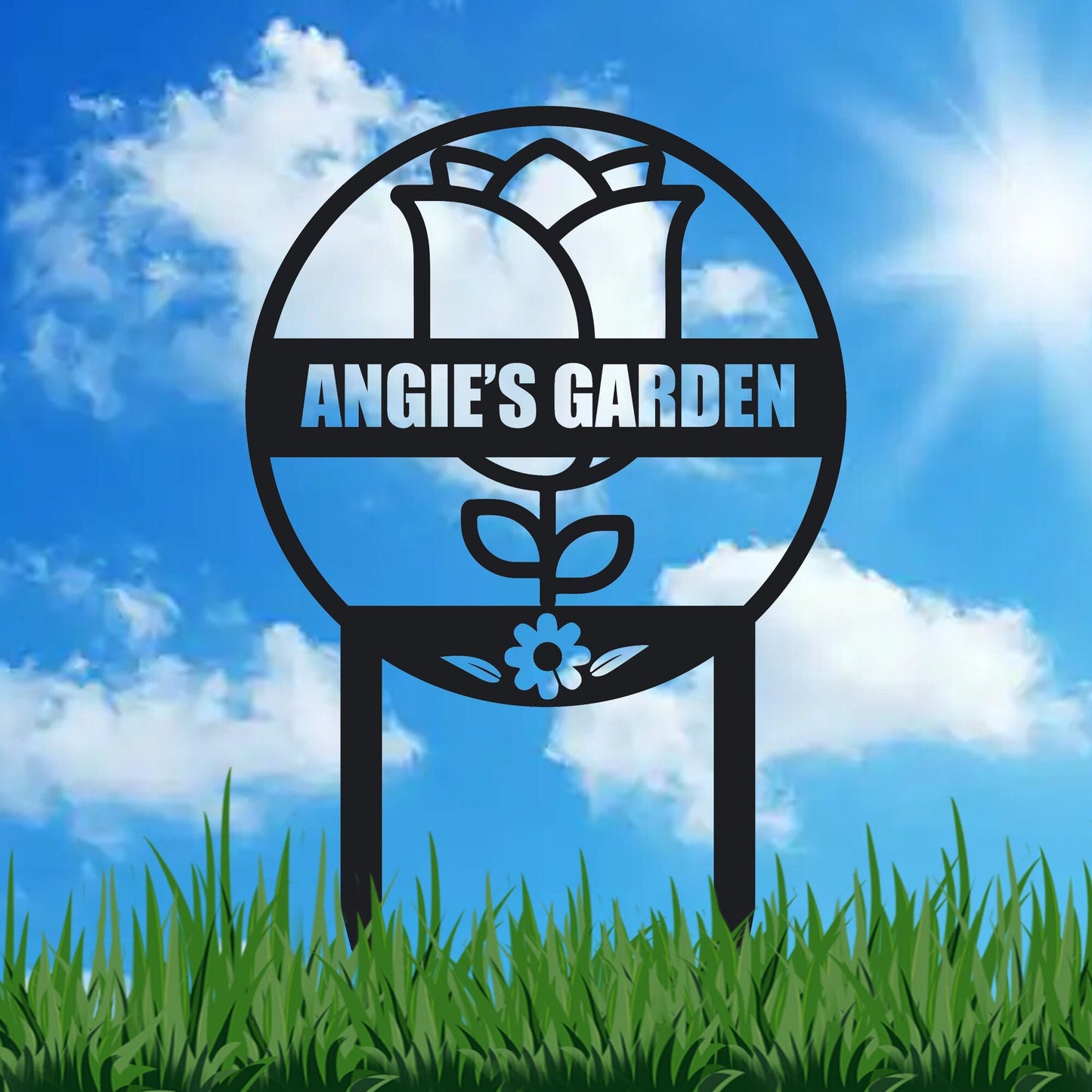 Hand customized metal signs, personalized garden signs, gifts from gardeners, LED light signs