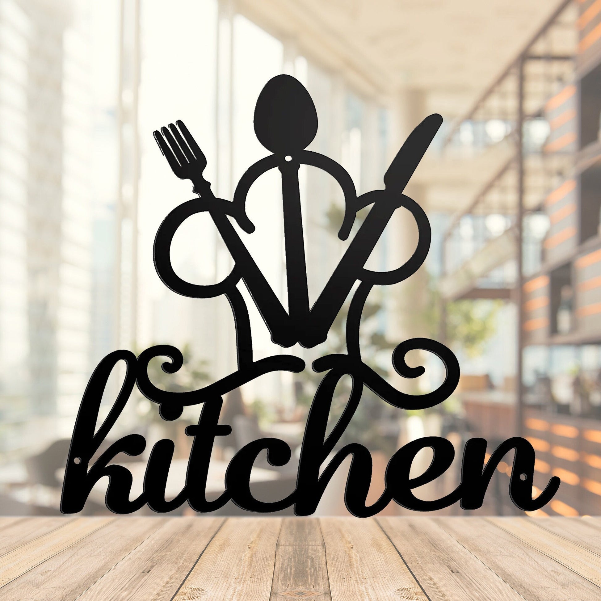 Customized Kitchen Wall Metal Sign, Hollowed Out Kitchen Wall Decor, Metal Wall Hanging, Fork Spoon Knife Wall Sign For Mom, Christmas Gift