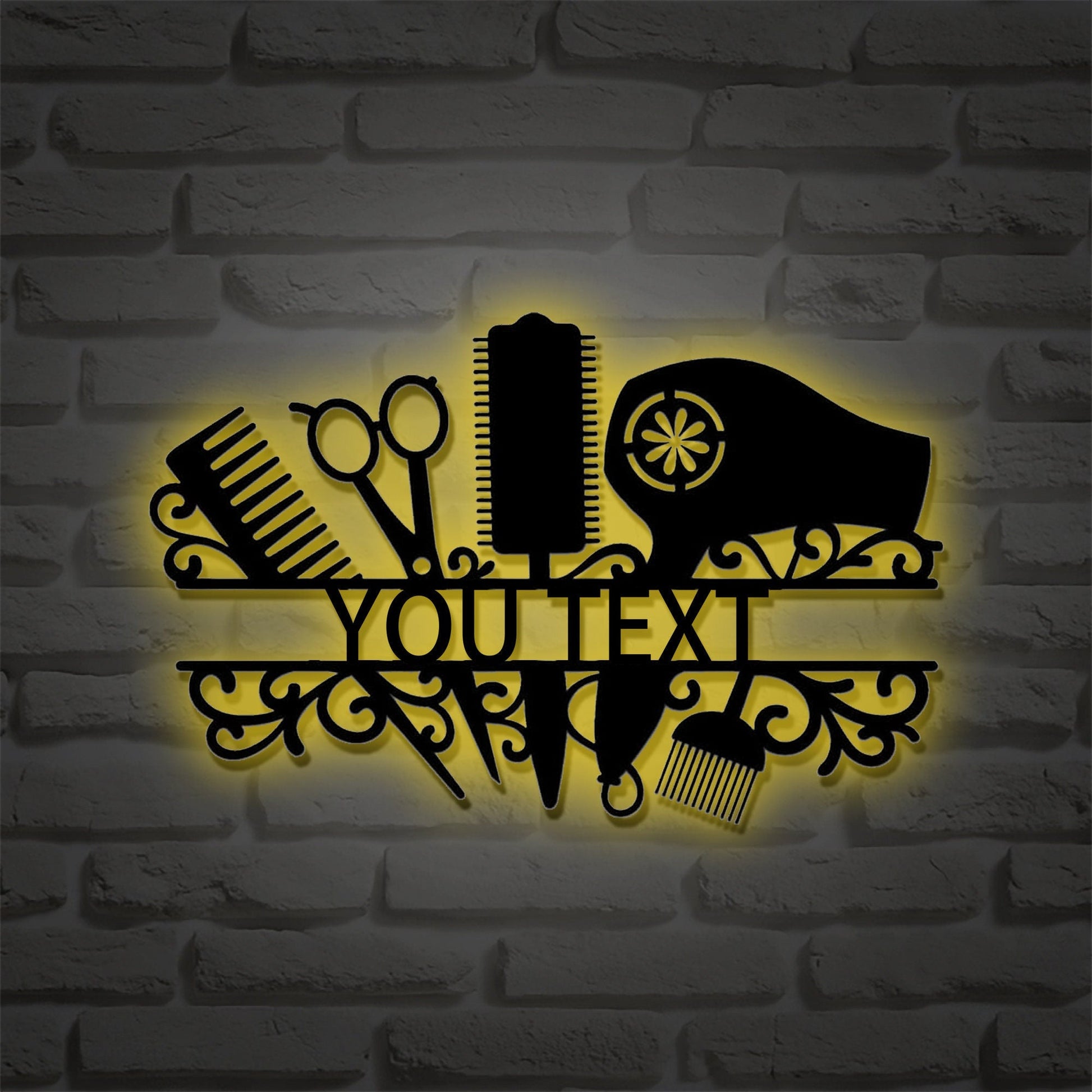 Personalized metal hair stylist name sign, custom hair stylist business name sign, hair salon wall art, hair salon gift, hair stylist gift, LED