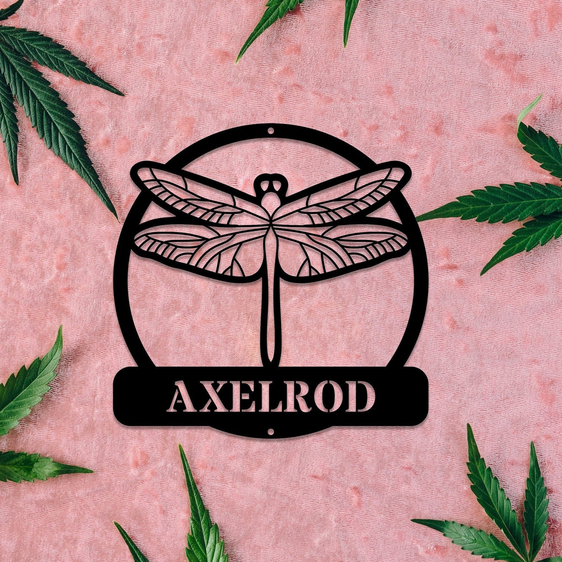 Personalized Dragonfly DoorHangerMetal WallArt/Dragonfly MonogramNameSign/CustomLast Name Address Sign/Housewarming Mother'sDay Gift/LEDSign