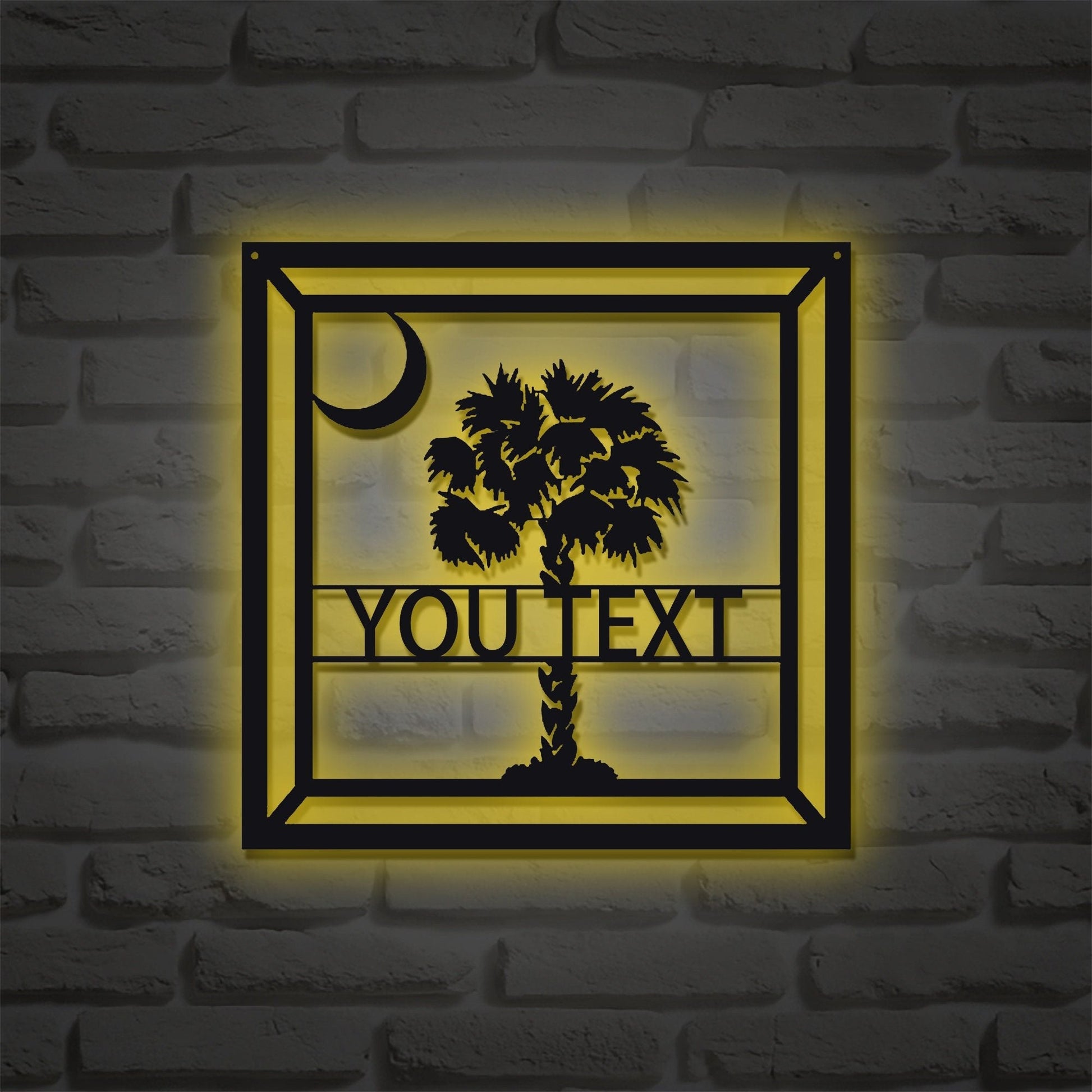 custom palm tree metal sign/personalized tropical patio or pool sign/outdoor metal sign/ornament/front door home sign/beach house/led sign