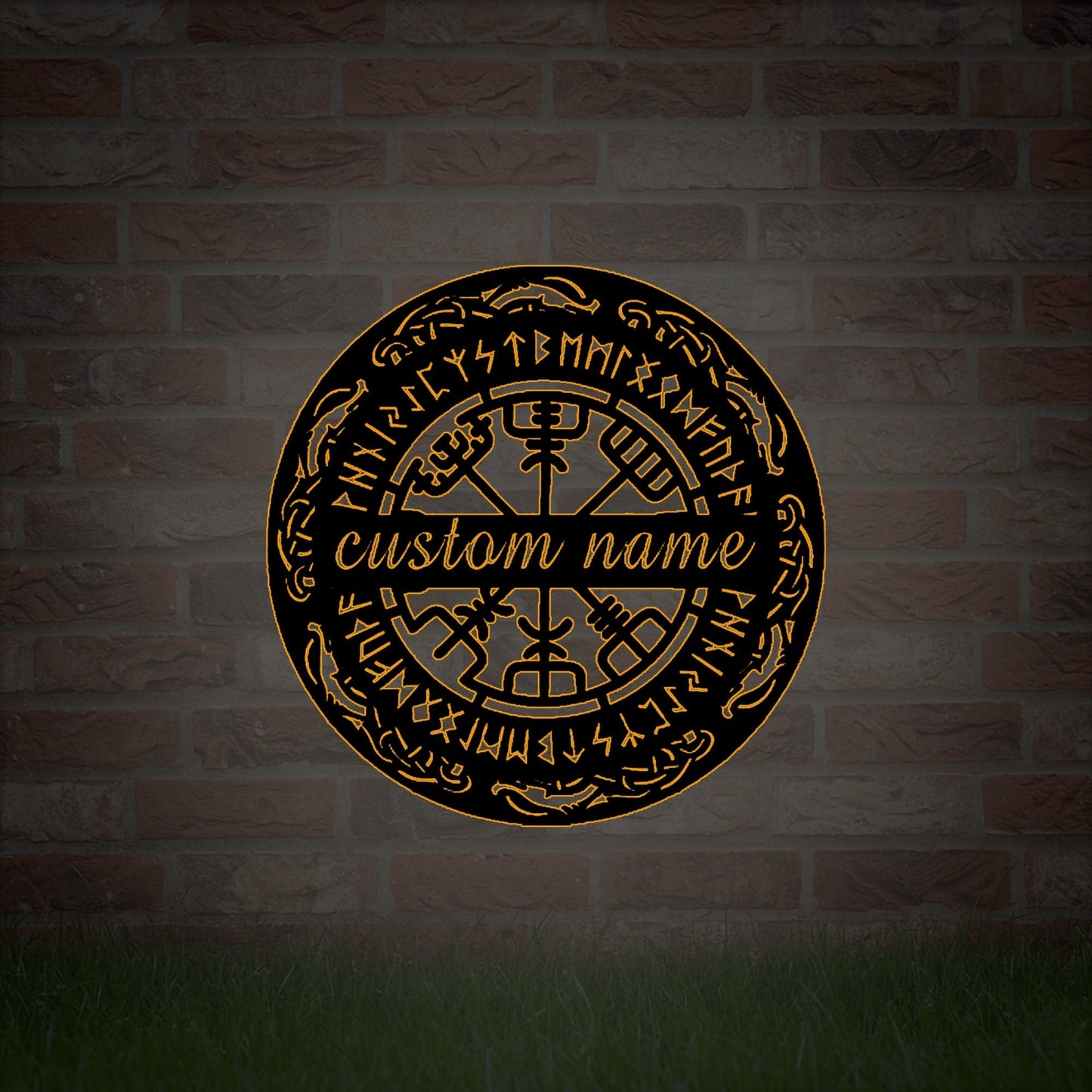 Custom Vegvisir metal wall decor art, metal wall decor, Viking metal wall hanging, office wall decor, Icelandic art, LED Viking wall art