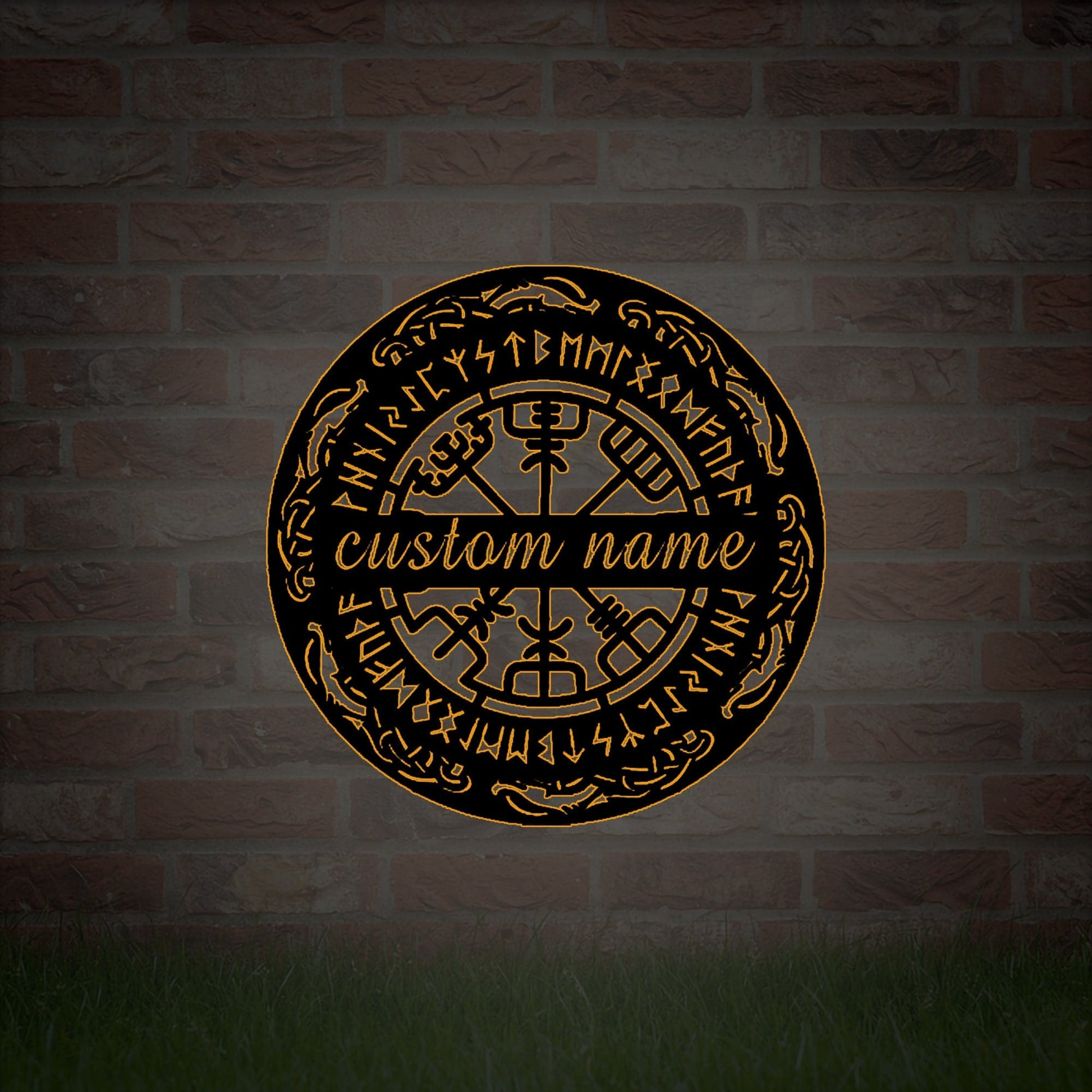 Custom Vegvisir metal wall decor art, metal wall decor, Viking metal wall hanging, office wall decor, Icelandic art, LED Viking wall art