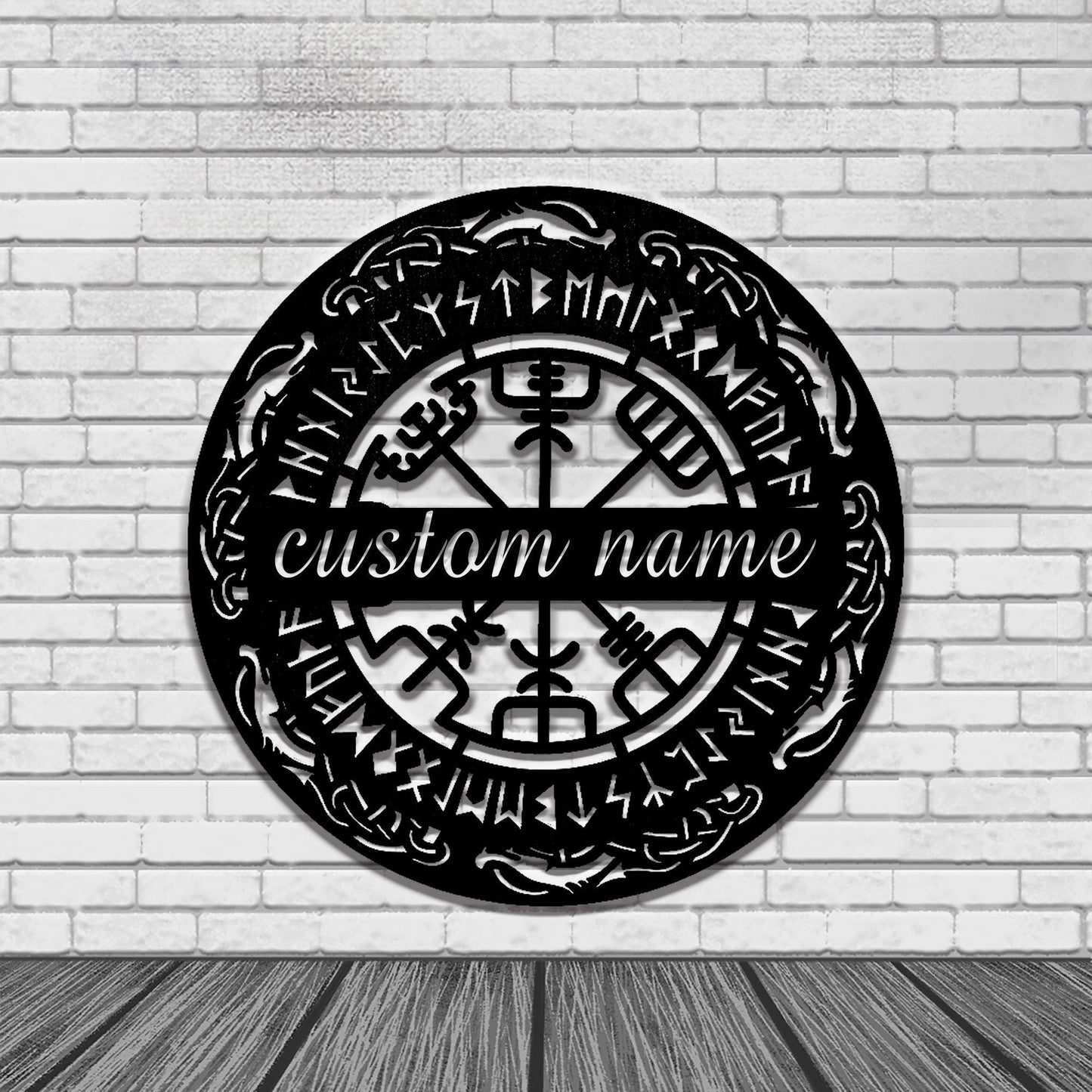 Custom Vegvisir metal wall decor art, metal wall decor, Viking metal wall hanging, office wall decor, Icelandic art, LED Viking wall art