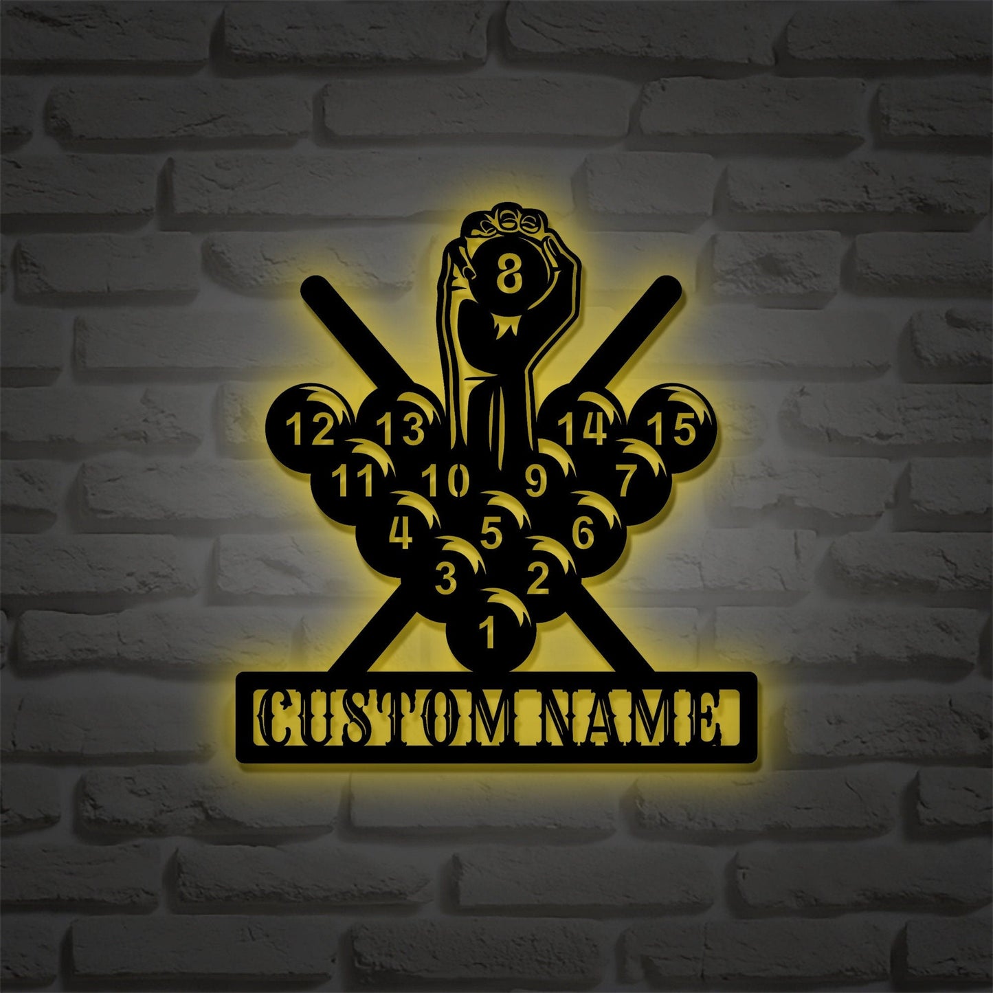 Personalized billiard metal sign/custom billiard metal sign/snooker sign/game room sign/gift for man/recreation room sign/LED wall light