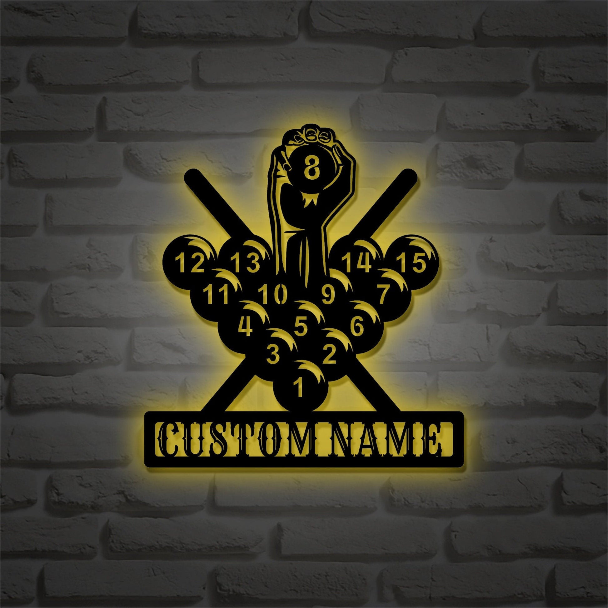 Personalized billiard metal sign/custom billiard metal sign/snooker sign/game room sign/gift for man/recreation room sign/LED wall light