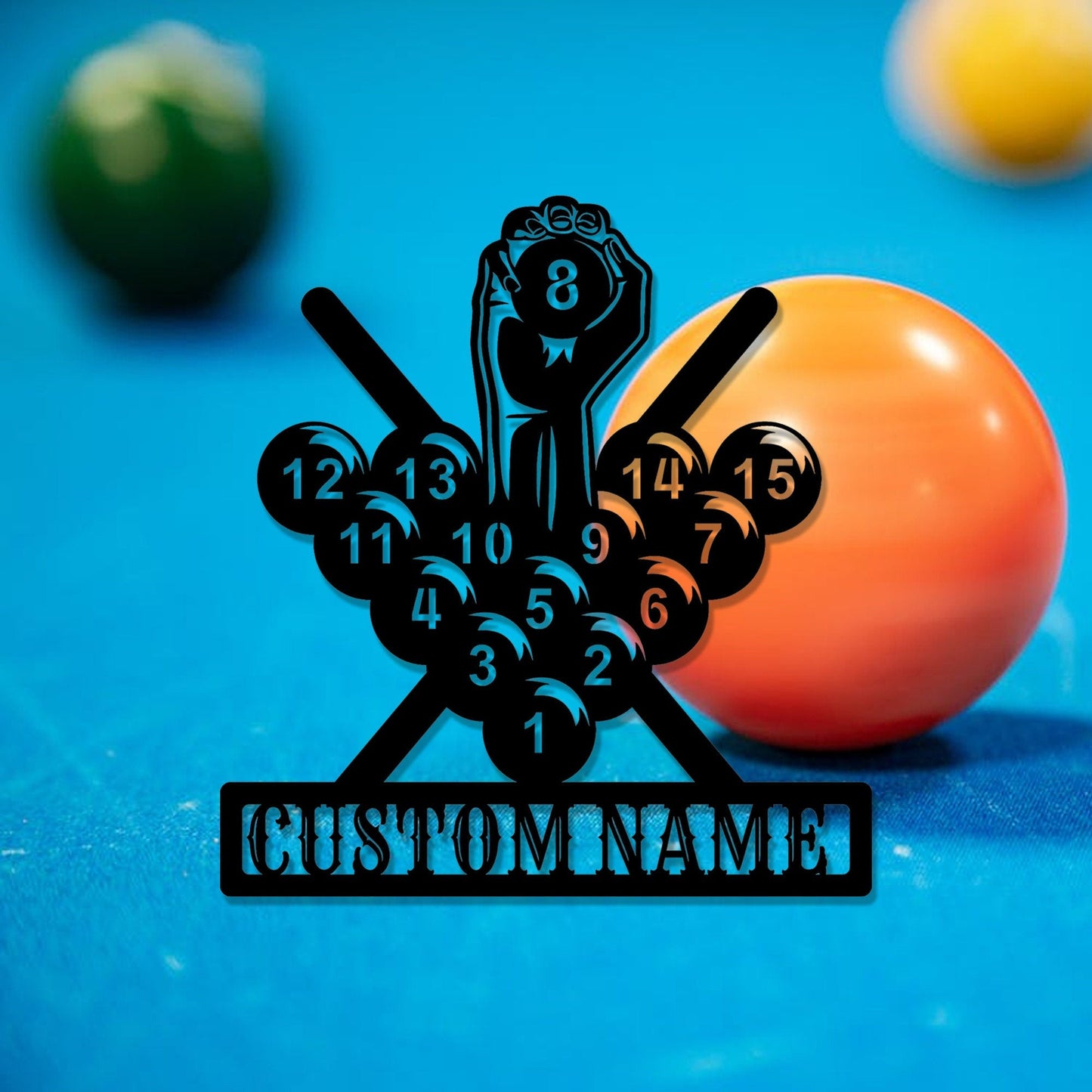 Personalized billiard metal sign/custom billiard metal sign/snooker sign/game room sign/gift for man/recreation room sign/LED wall light