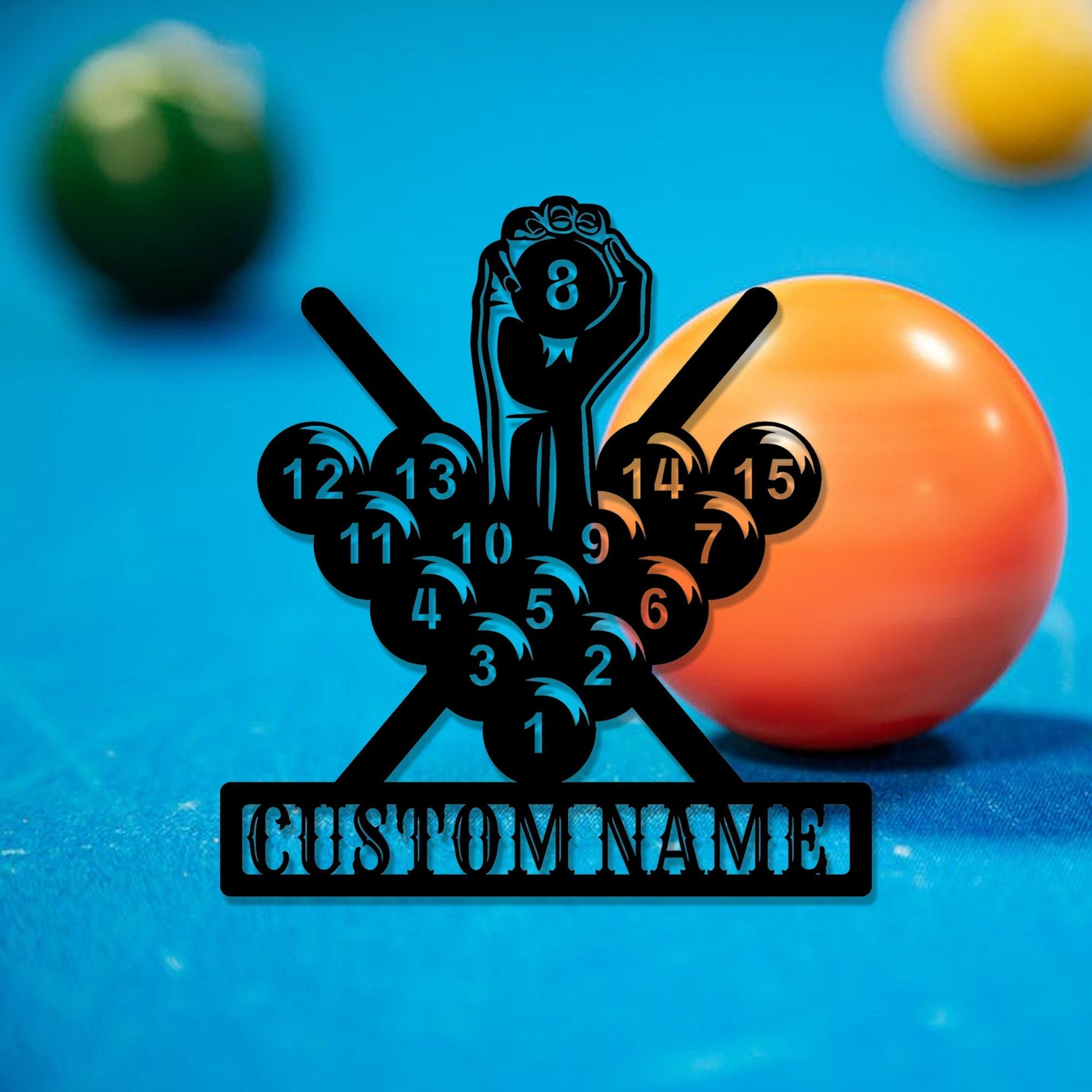 Personalized billiard metal sign/custom billiard metal sign/snooker sign/game room sign/gift for man/recreation room sign/LED wall light
