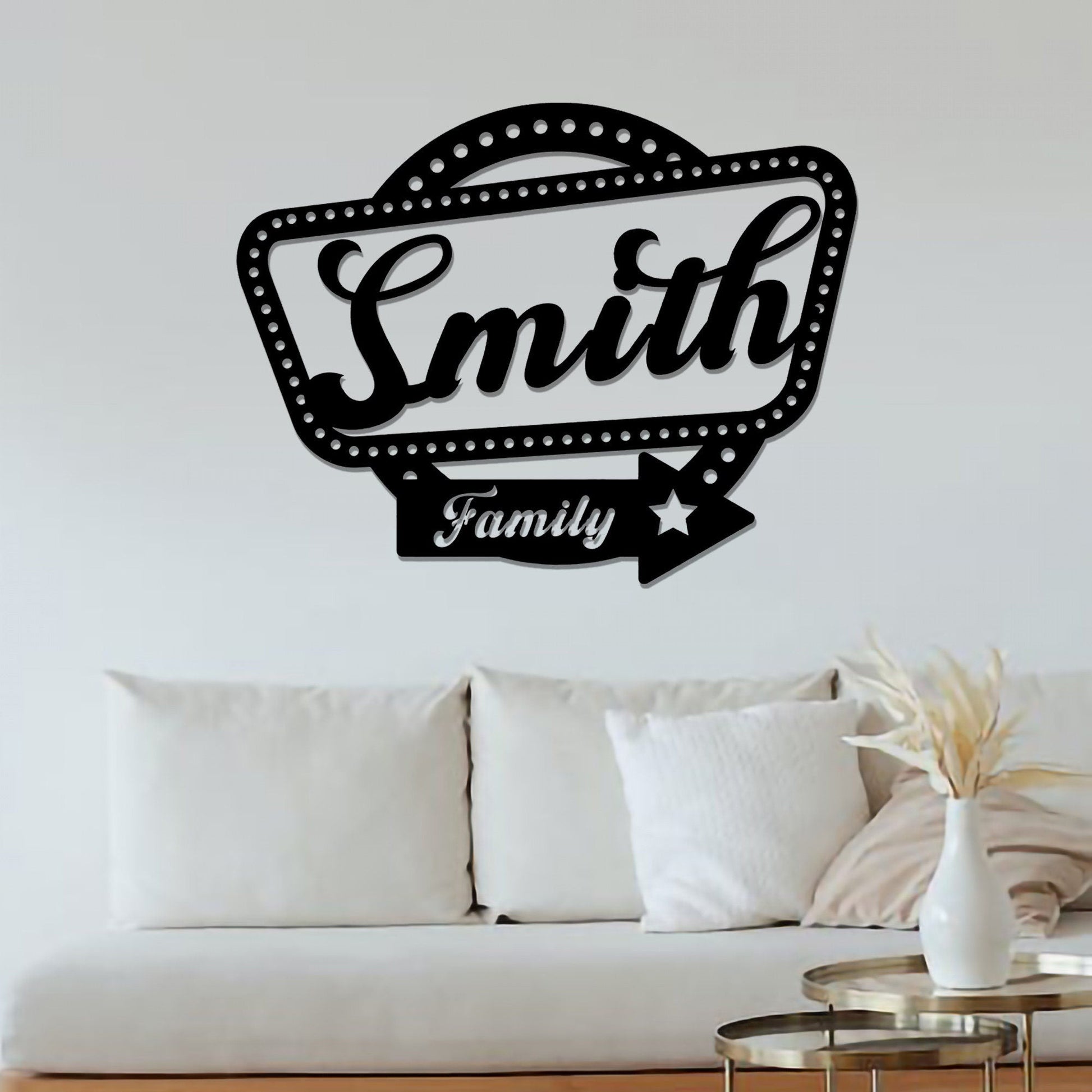 Personalized Family Name Metal Sign, Housewarming Gift, Door Hanger, Last Name Sign, Metal Wall Art, Wedding Gift,Custom Name,LED Light