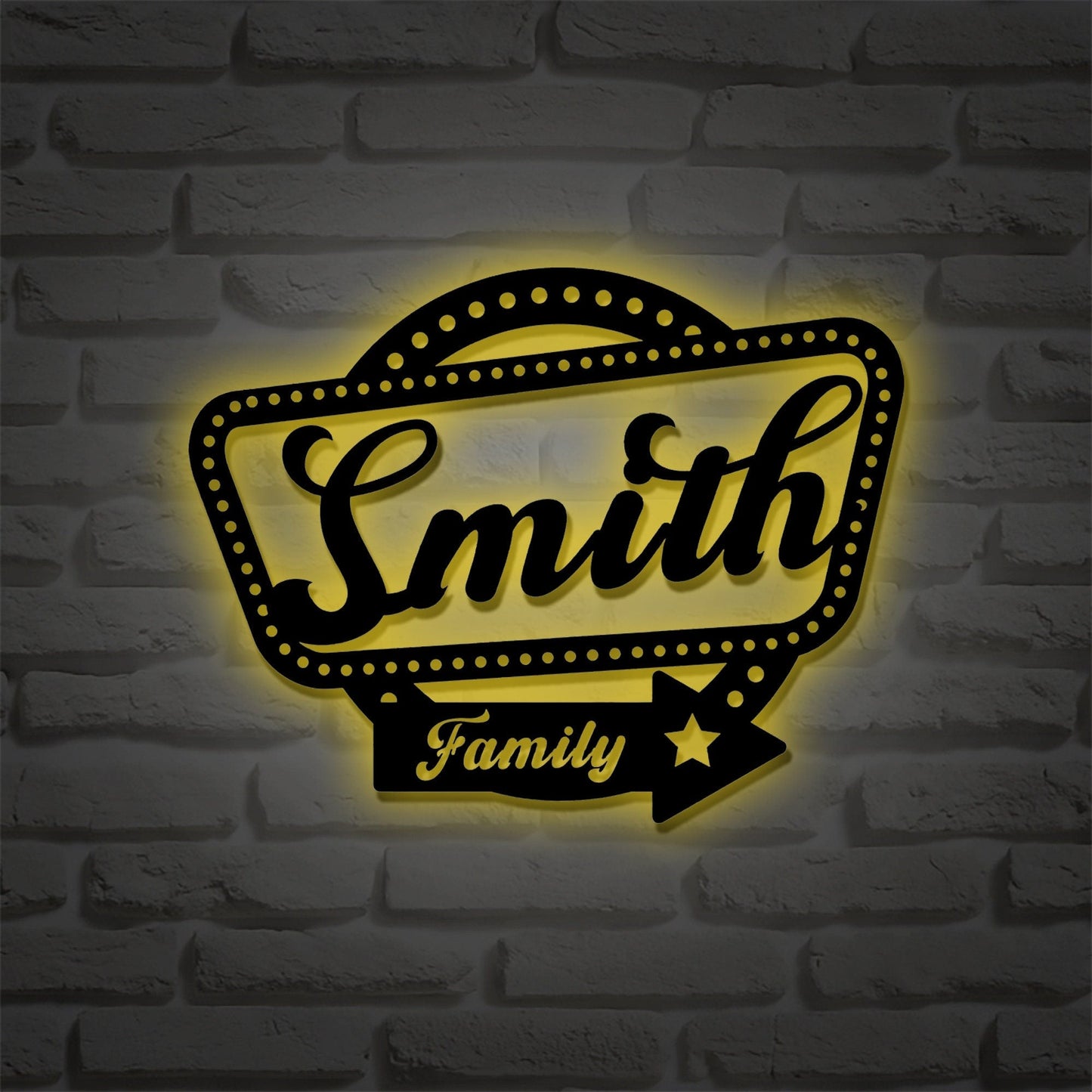 Personalized Family Name Metal Sign, Housewarming Gift, Door Hanger, Last Name Sign, Metal Wall Art, Wedding Gift,Custom Name,LED Light