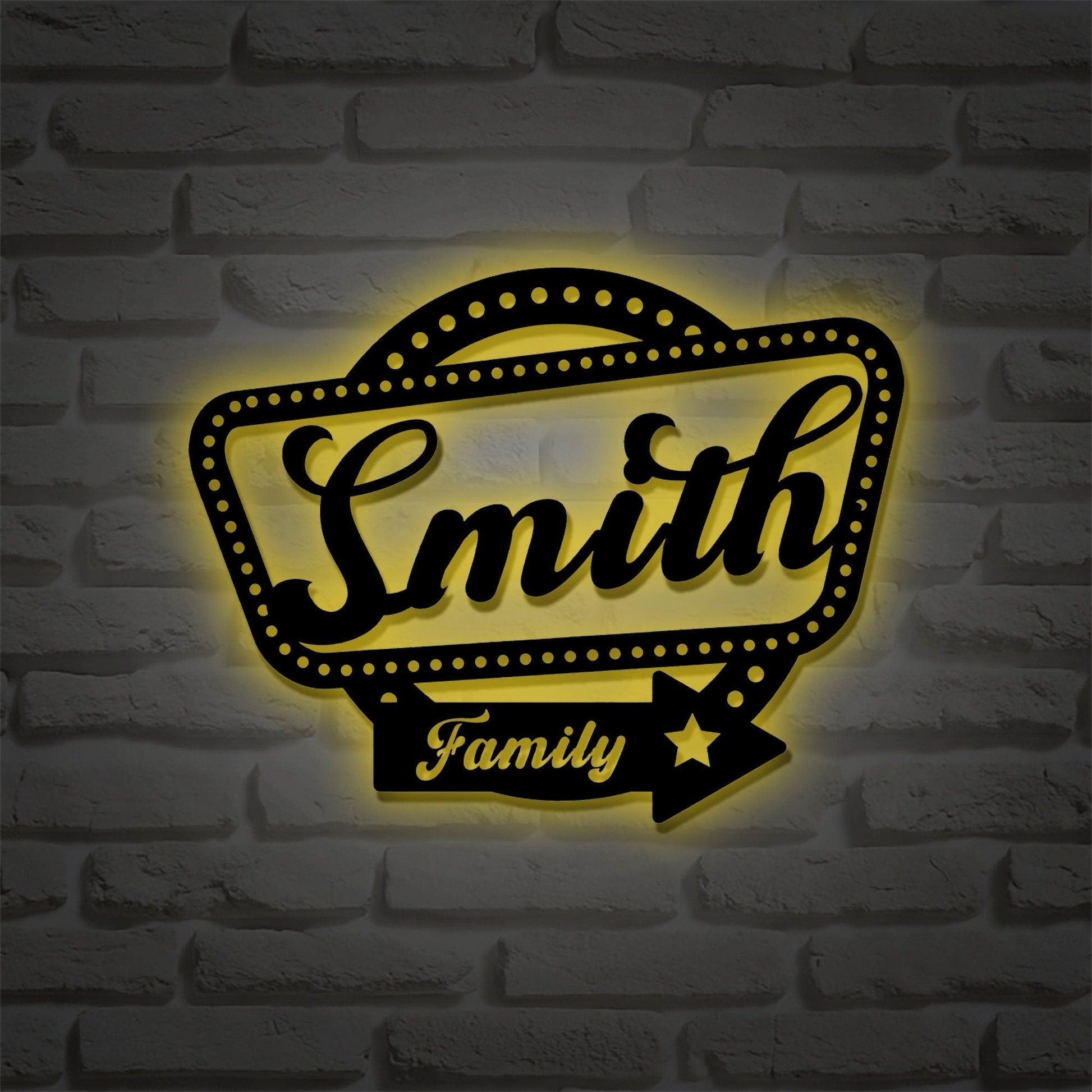 Personalized Family Name Metal Sign, Housewarming Gift, Door Hanger, Last Name Sign, Metal Wall Art, Wedding Gift,Custom Name,LED Light